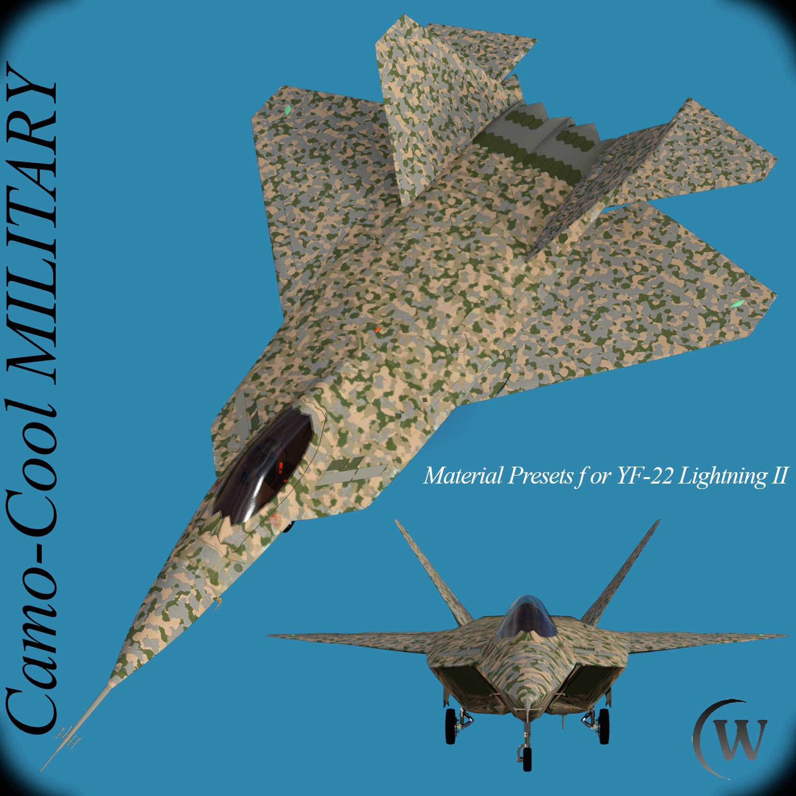 Camo-Cool MILITARY for YF-22 Lightning II Fighter Jet in Daz Studio by N/A