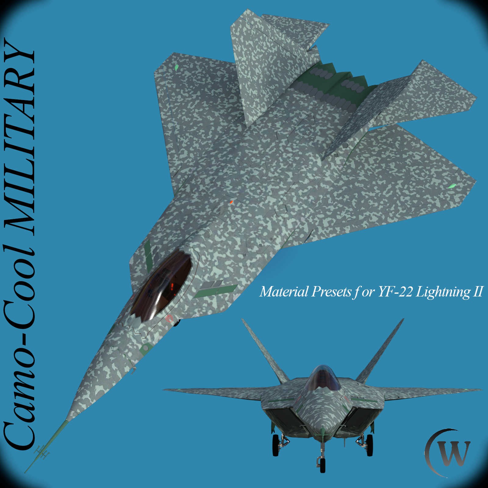 Camo-Cool MILITARY for YF-22 Lightning II Fighter Jet in Daz Studio by N/A