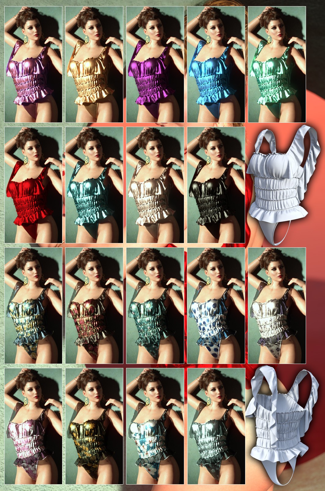 dForce Ruffled Bodysuit for Genesis 8 & 8.1 Females and Genesis 9 Feminine by N/A