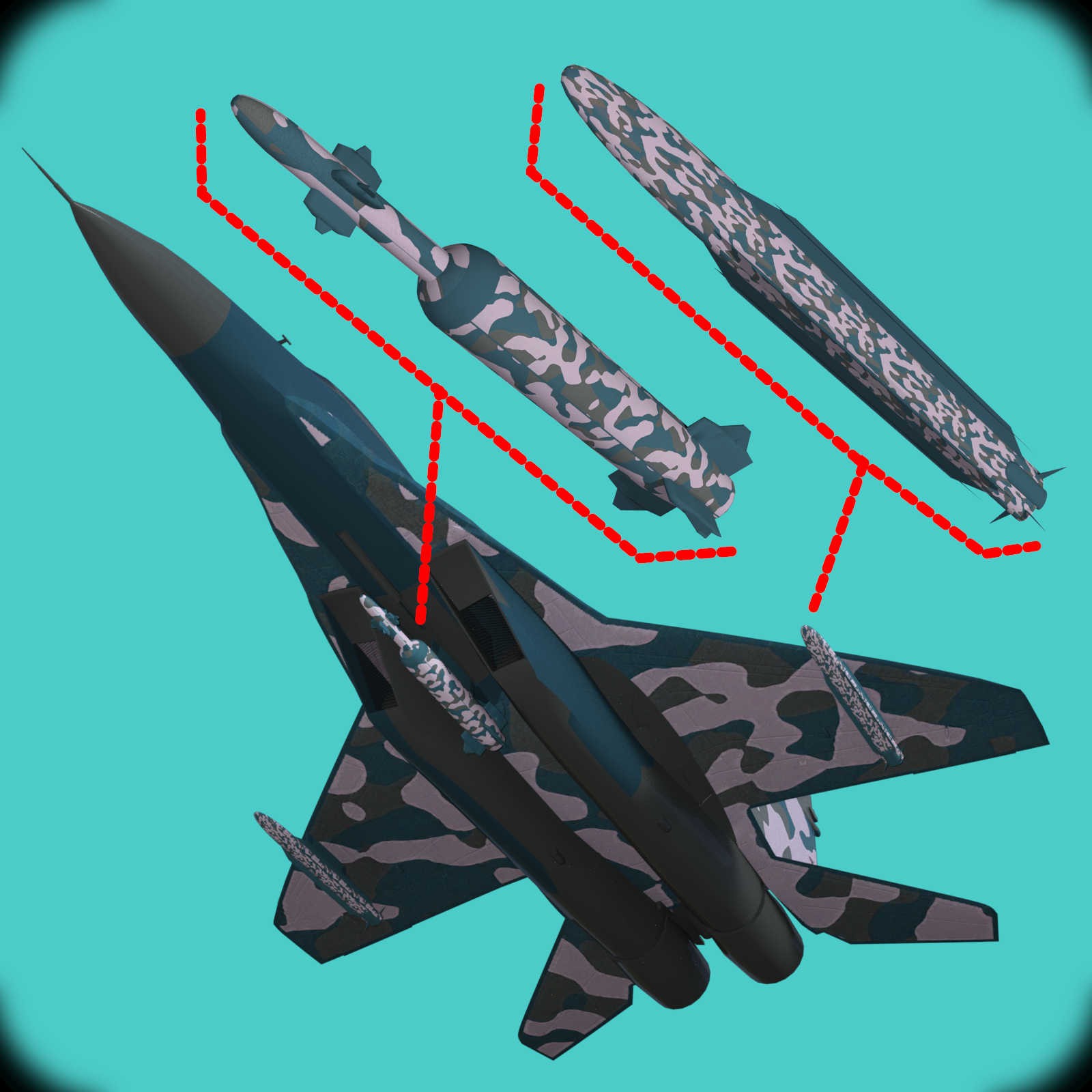 Camo-Cool MILITARY for AirSpacecraft Weapons Pack #1 in Poser and Daz Studio by N/A