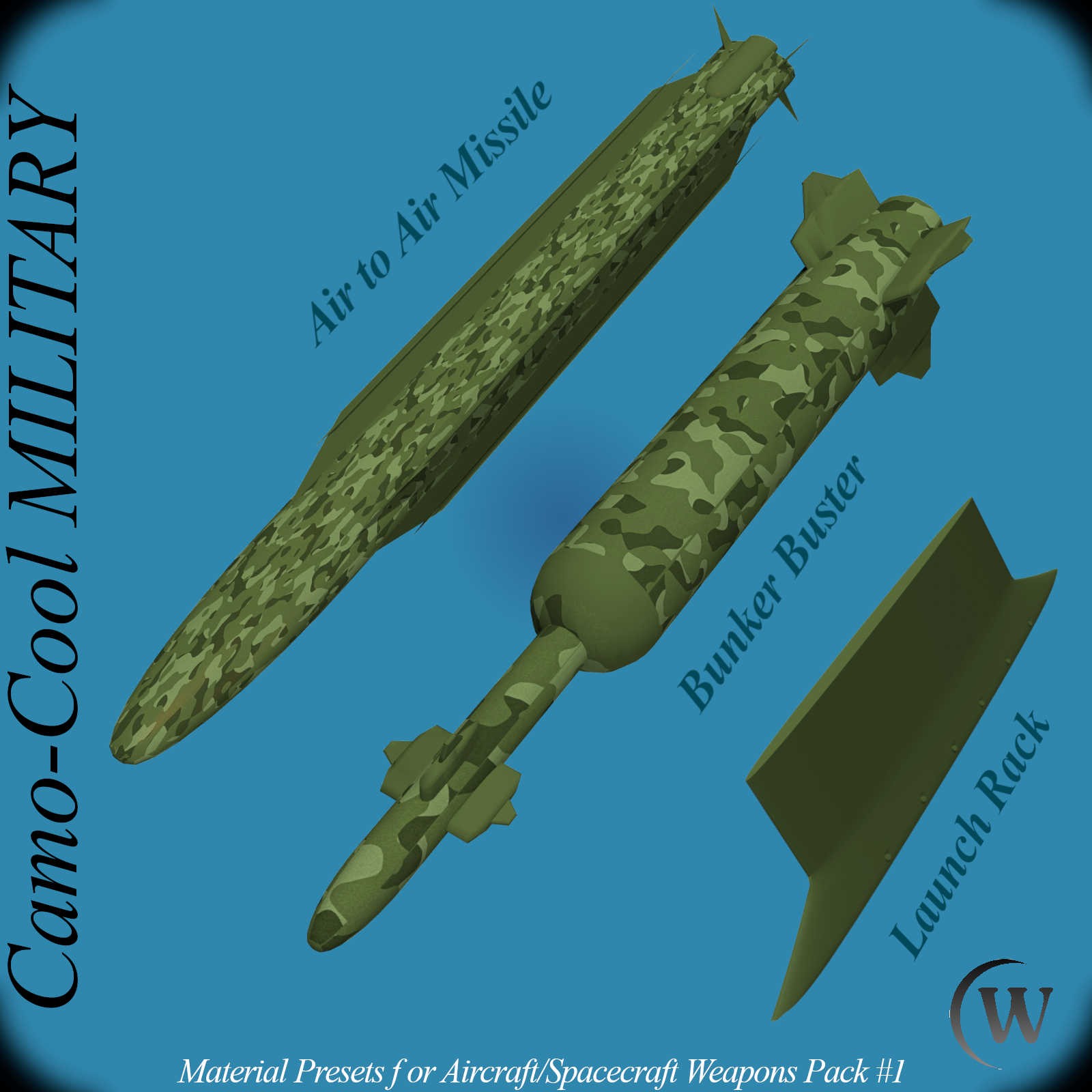 Camo-Cool MILITARY for AirSpacecraft Weapons Pack #1 in Poser and Daz Studio by N/A
