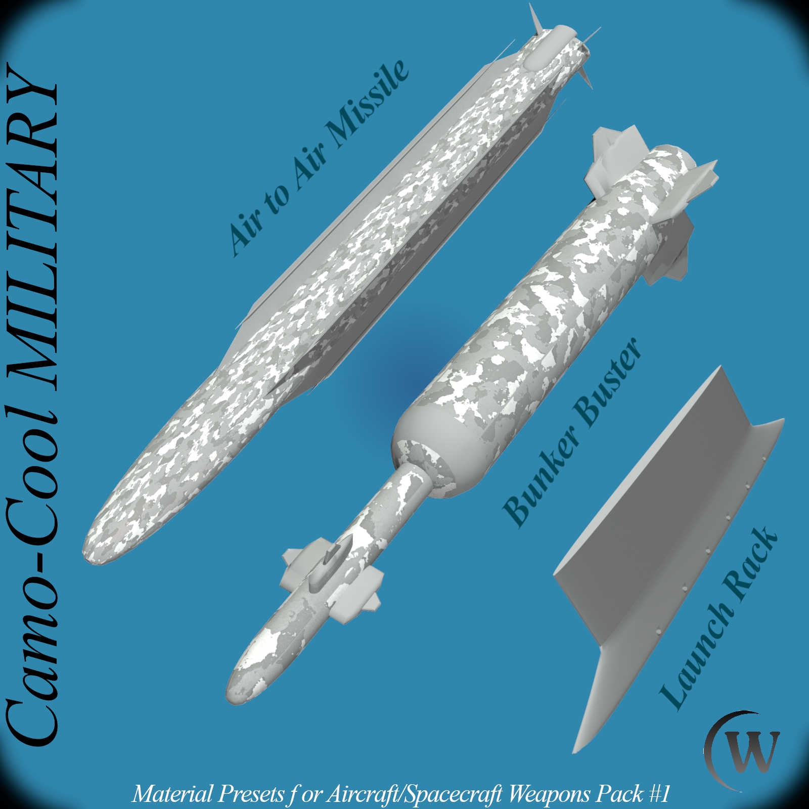 Camo-Cool MILITARY for AirSpacecraft Weapons Pack #1 in Poser and Daz Studio by N/A