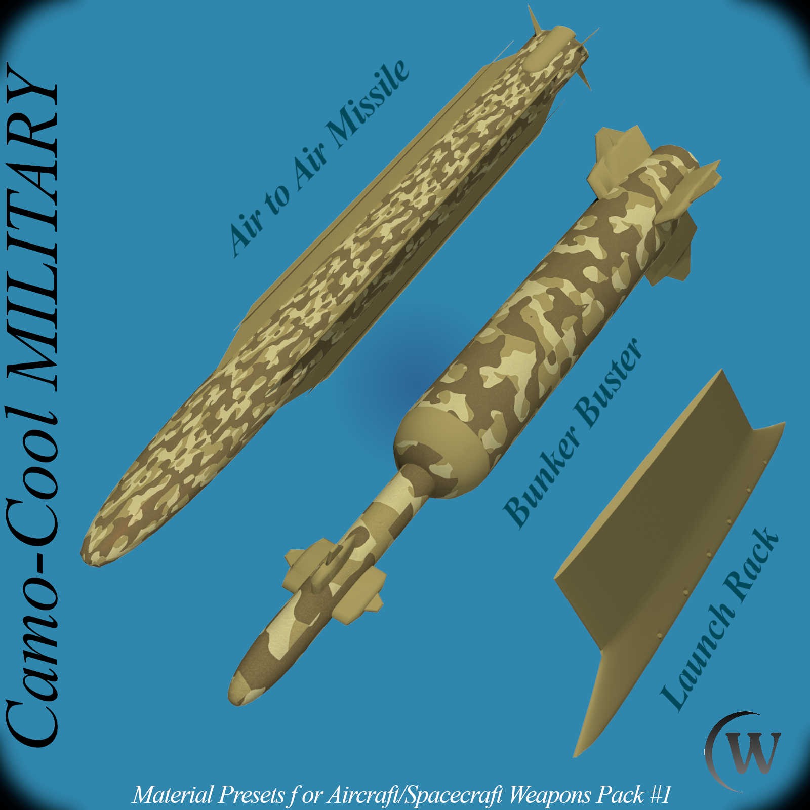 Camo-Cool MILITARY for AirSpacecraft Weapons Pack #1 in Poser and Daz Studio by N/A