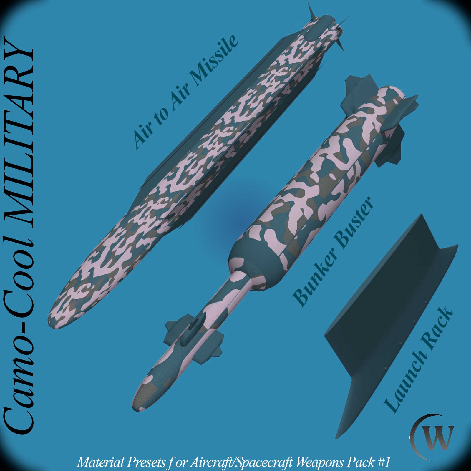 Camo-Cool MILITARY for AirSpacecraft Weapons Pack #1 in Poser and Daz Studio by N/A