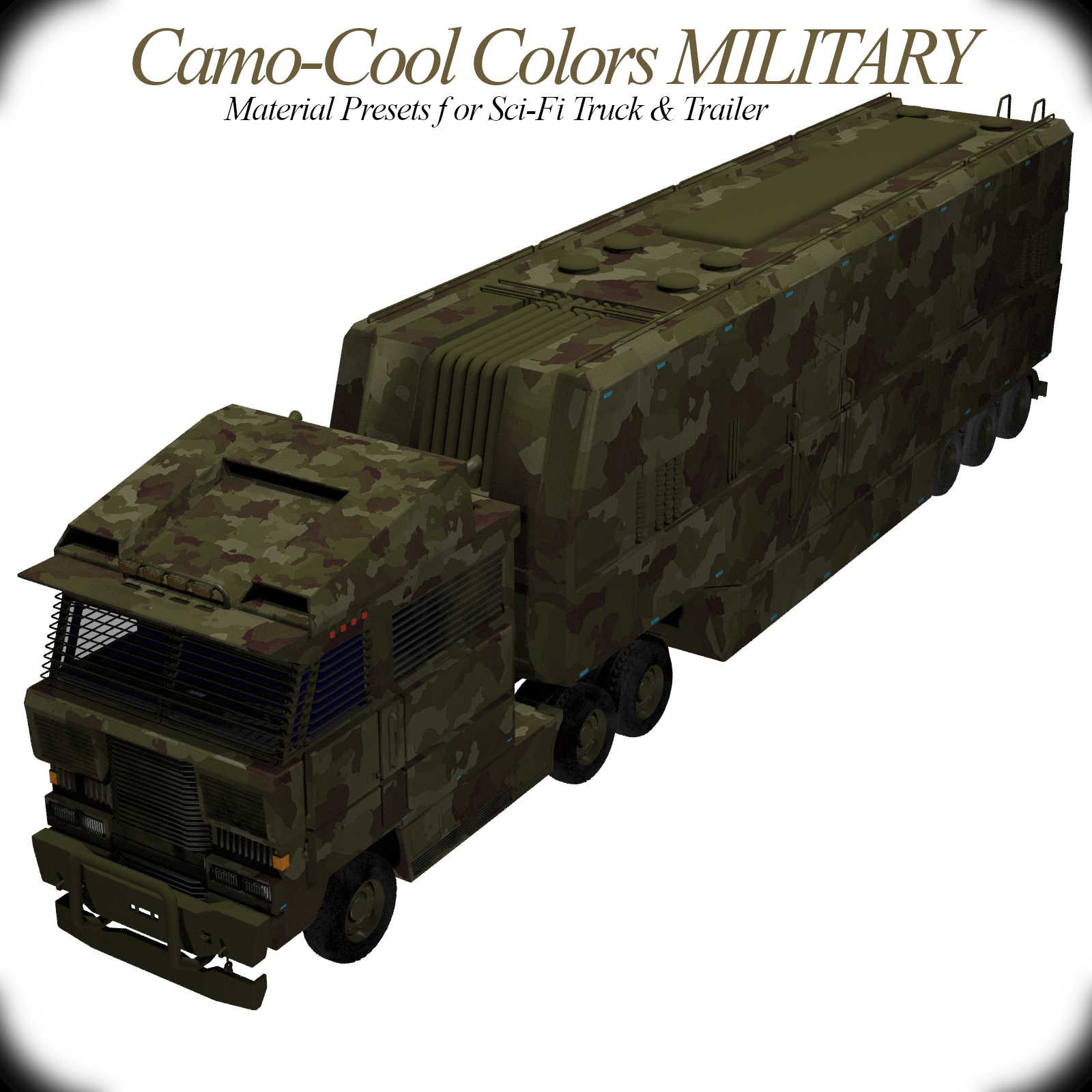 Camo-Cool Military for Sci-Fi Truck and Trailer in Poser by N/A