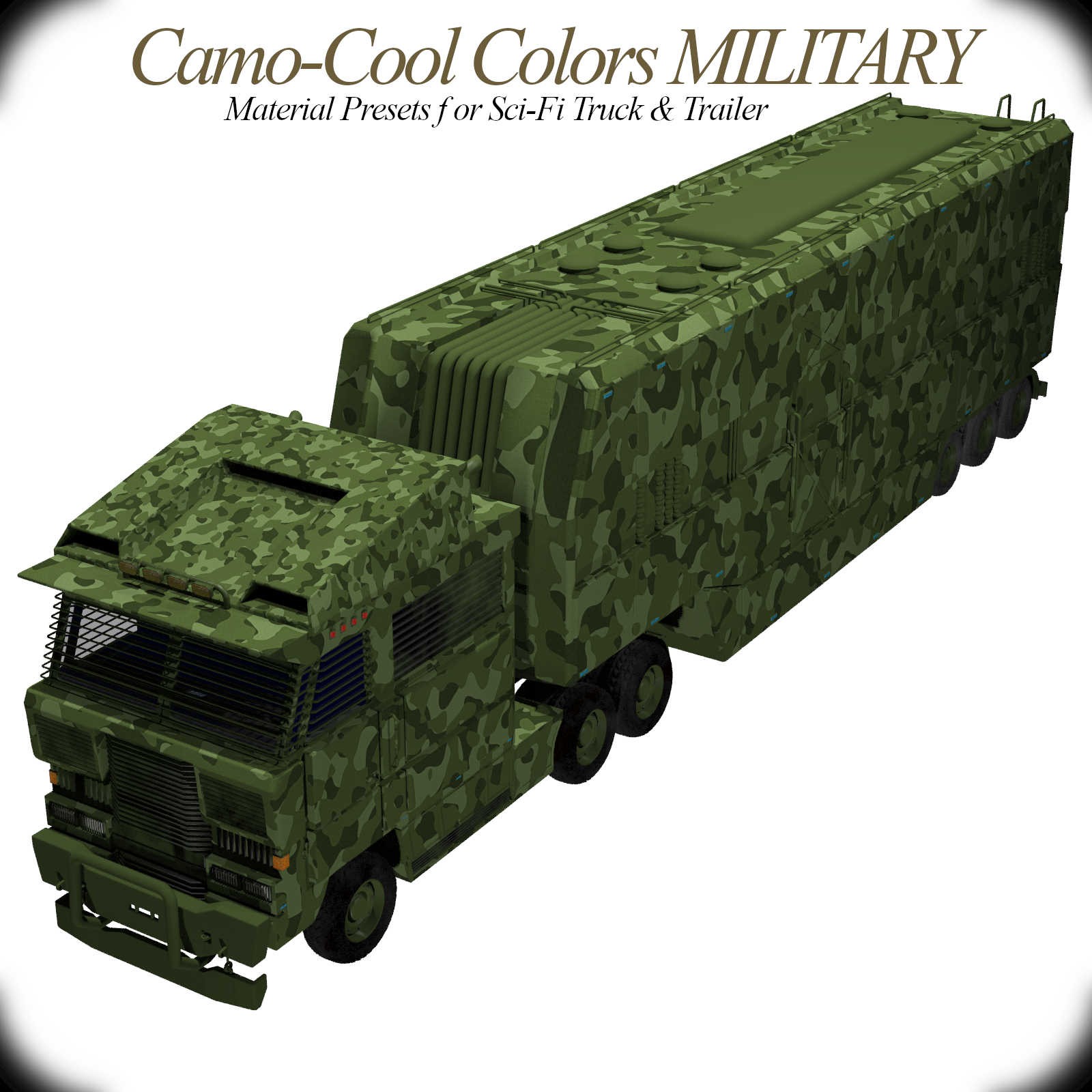 Camo-Cool Military for Sci-Fi Truck and Trailer in Poser by N/A
