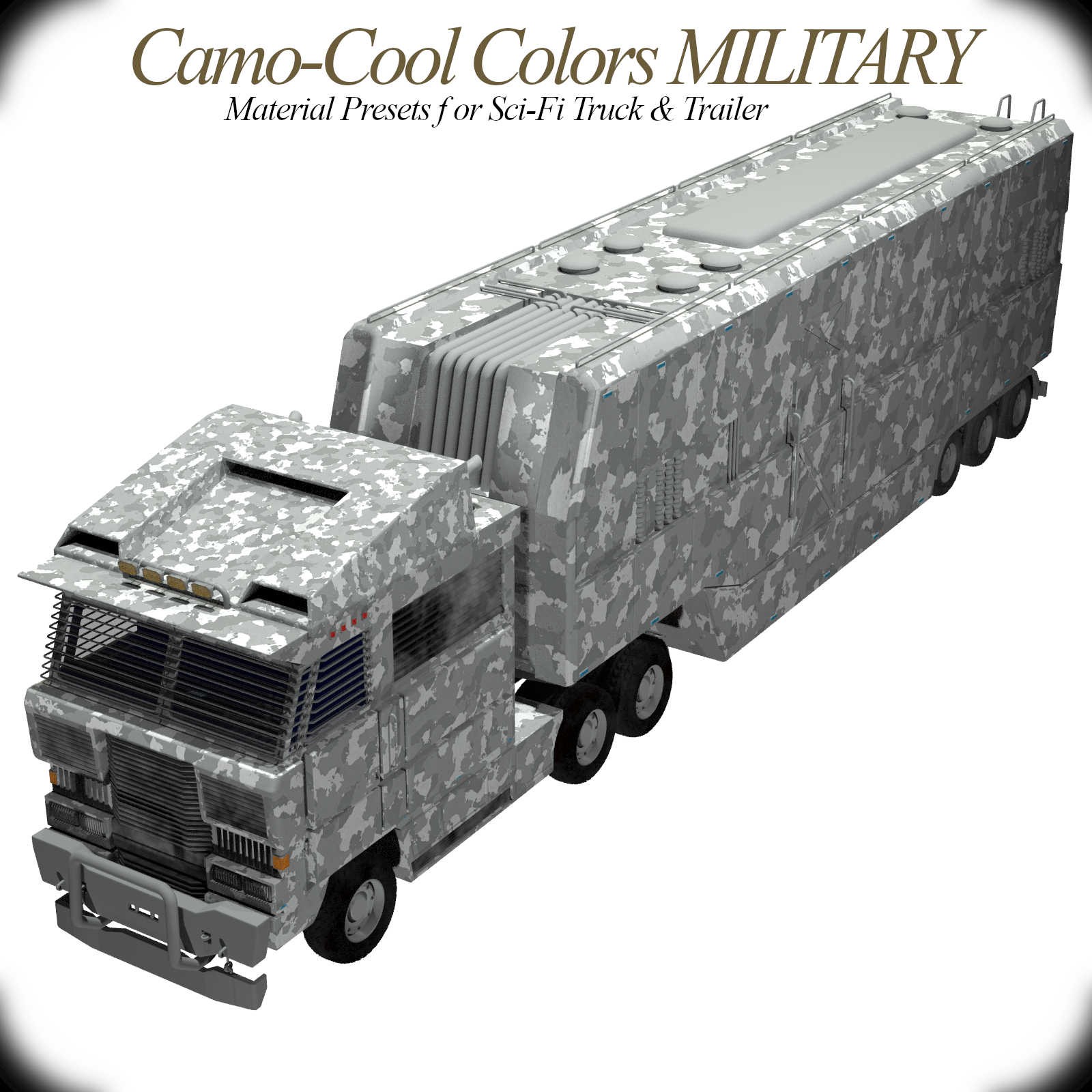 Camo-Cool Military for Sci-Fi Truck and Trailer in Poser by N/A