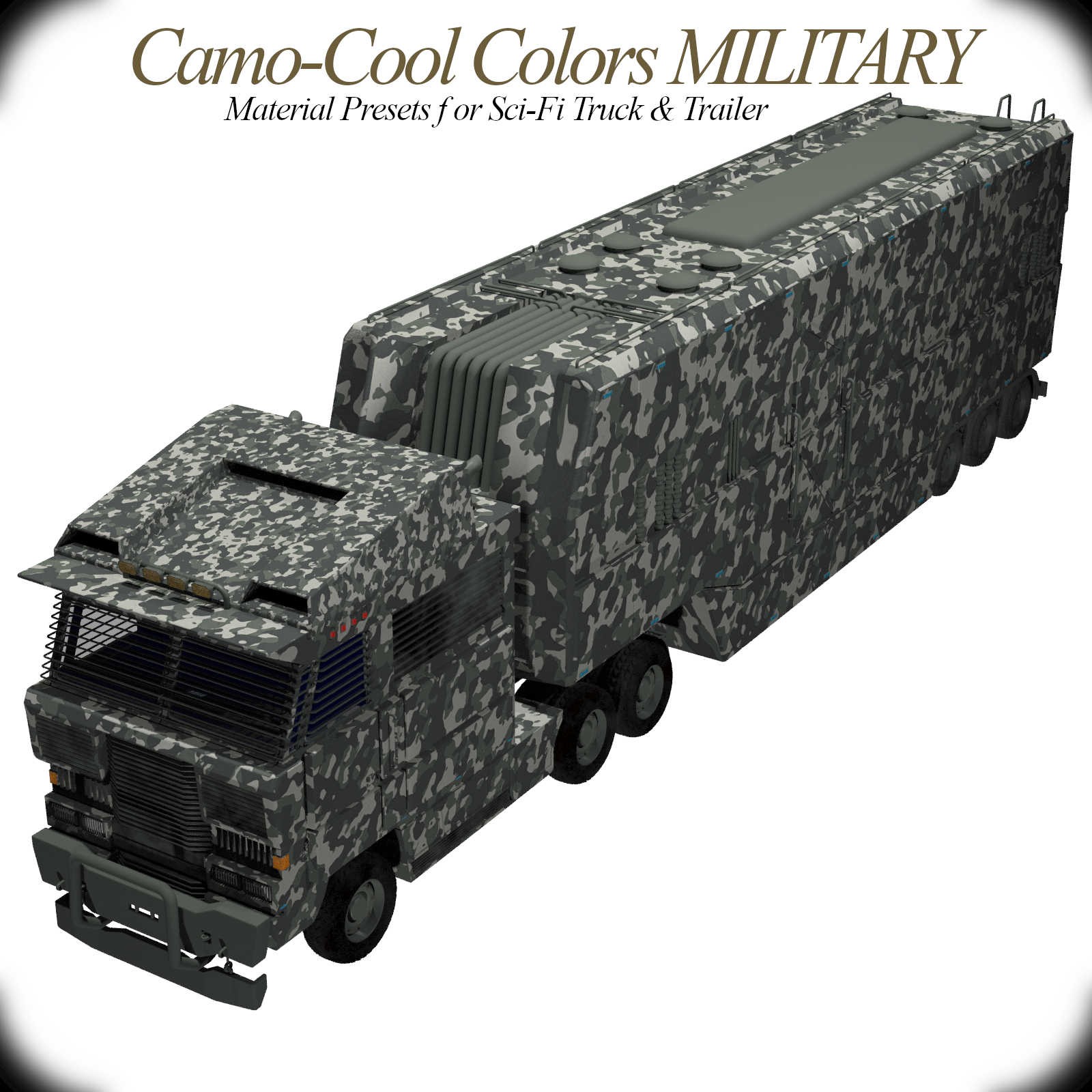 Camo-Cool Military for Sci-Fi Truck and Trailer in Poser by N/A