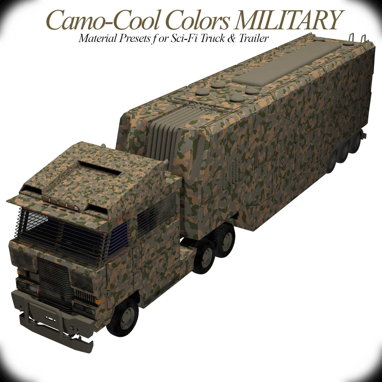 Camo-Cool Military for Sci-Fi Truck and Trailer in Poser by N/A