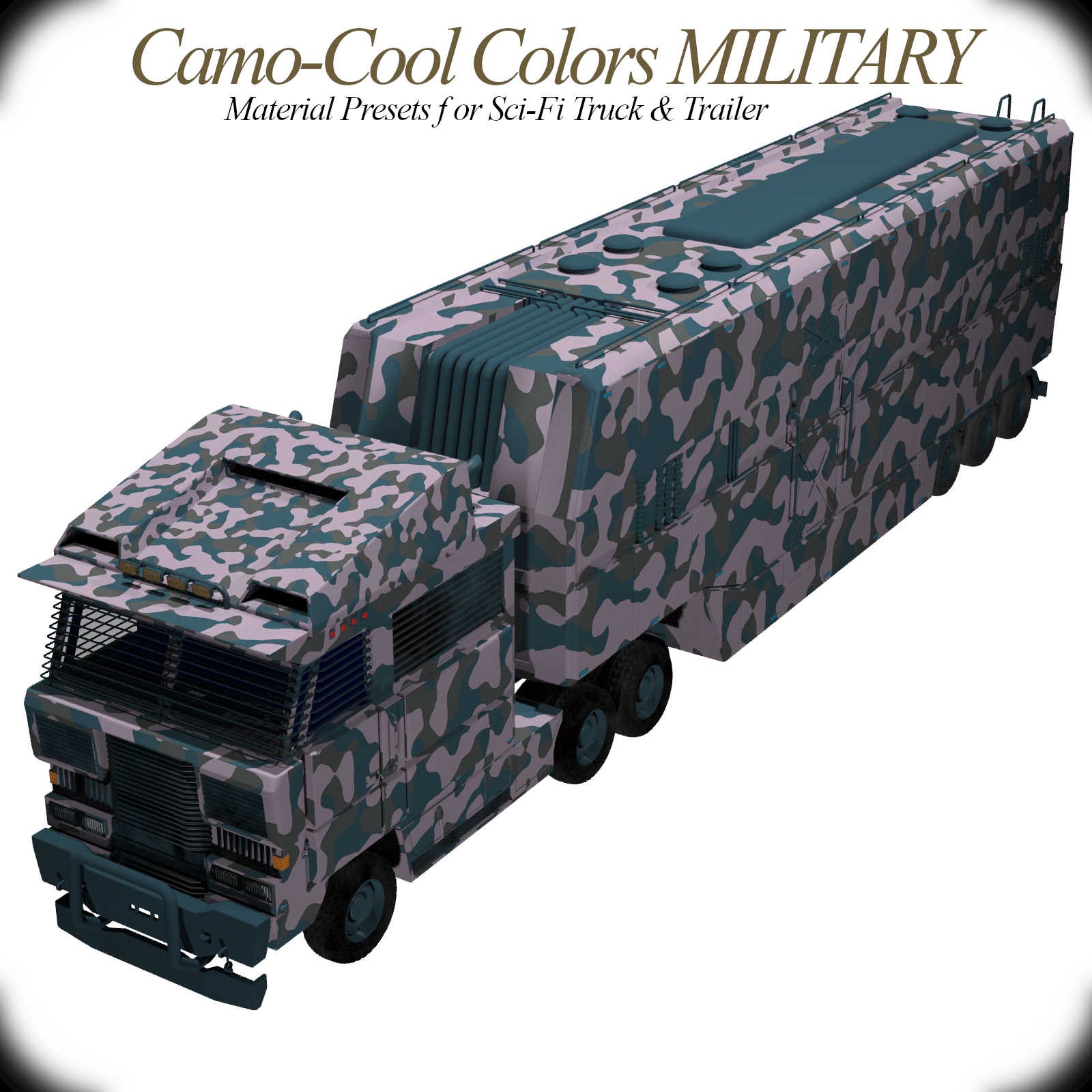 Camo-Cool Military for Sci-Fi Truck and Trailer in Poser by N/A