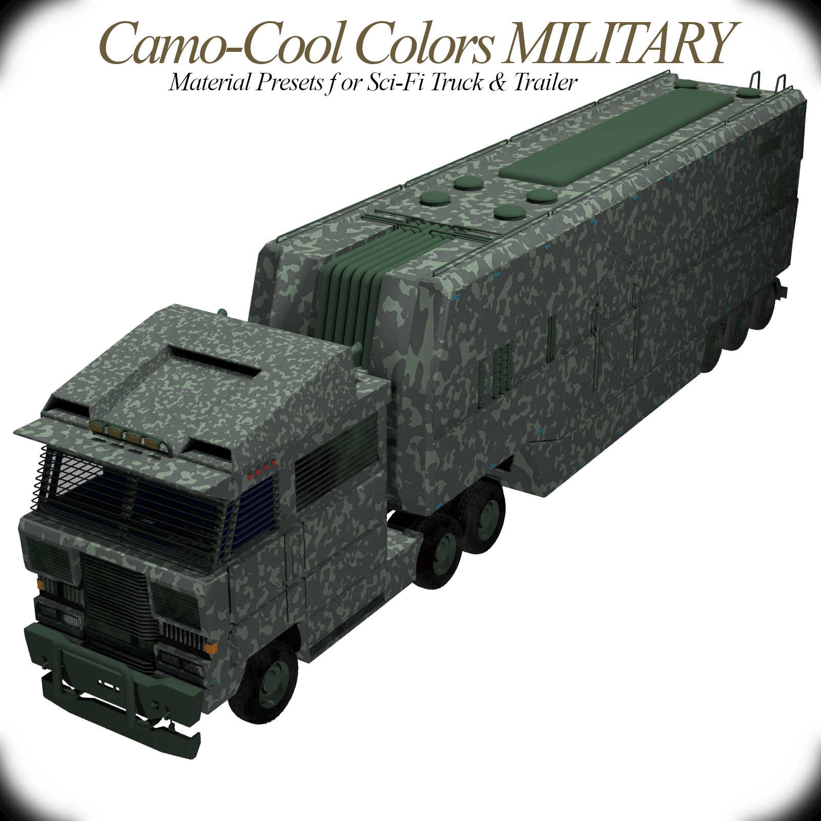 Camo-Cool Military for Sci-Fi Truck and Trailer in Poser by N/A