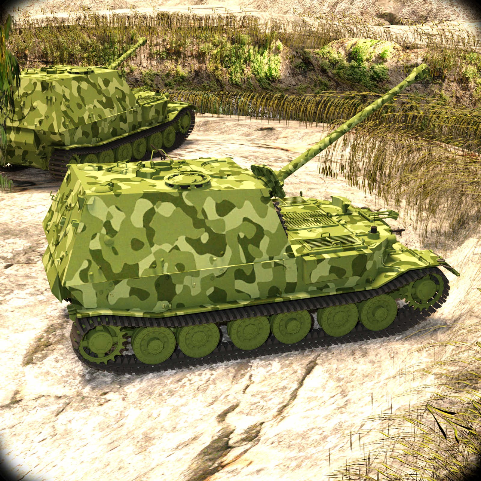 Camo-Cool MILITARY styles for TIGER P Elefant Tank in Daz Studio by N/A