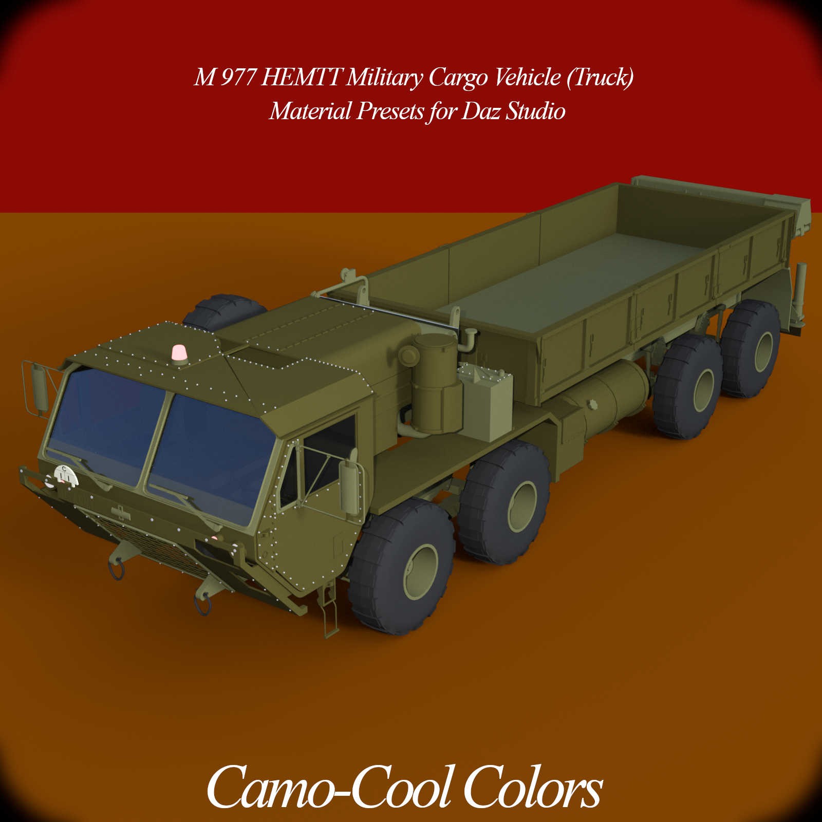 Camo-Cool Colors for M-977 HEMTT Military Cargo Vehicle (Truck) in Daz Studio by N/A