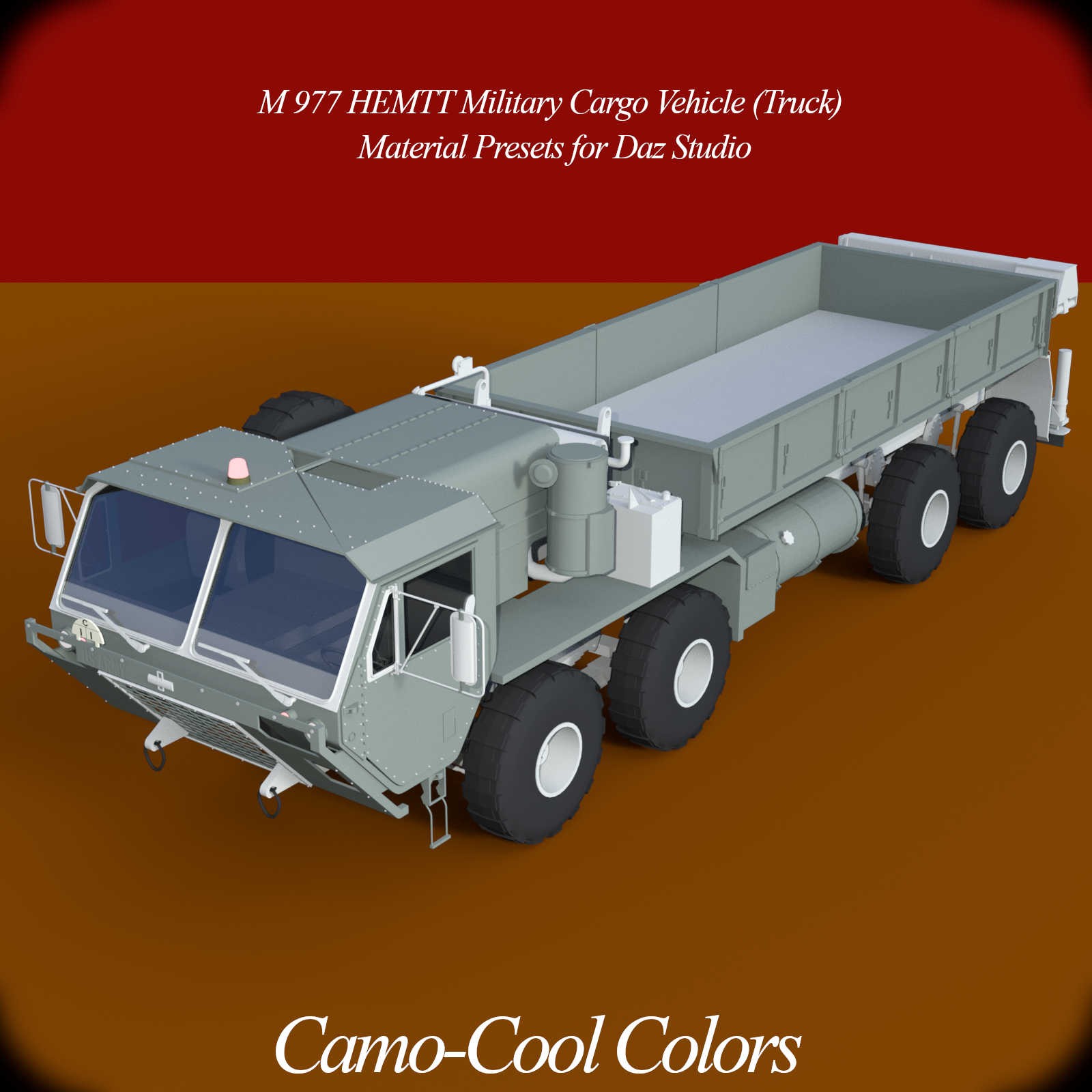 Camo-Cool Colors for M-977 HEMTT Military Cargo Vehicle (Truck) in Daz Studio by N/A