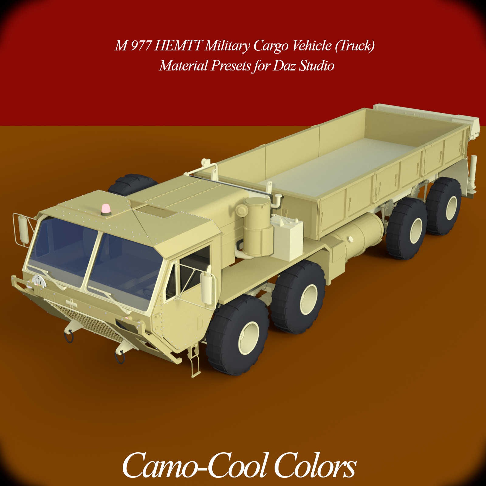 Camo-Cool Colors for M-977 HEMTT Military Cargo Vehicle (Truck) in Daz Studio by N/A