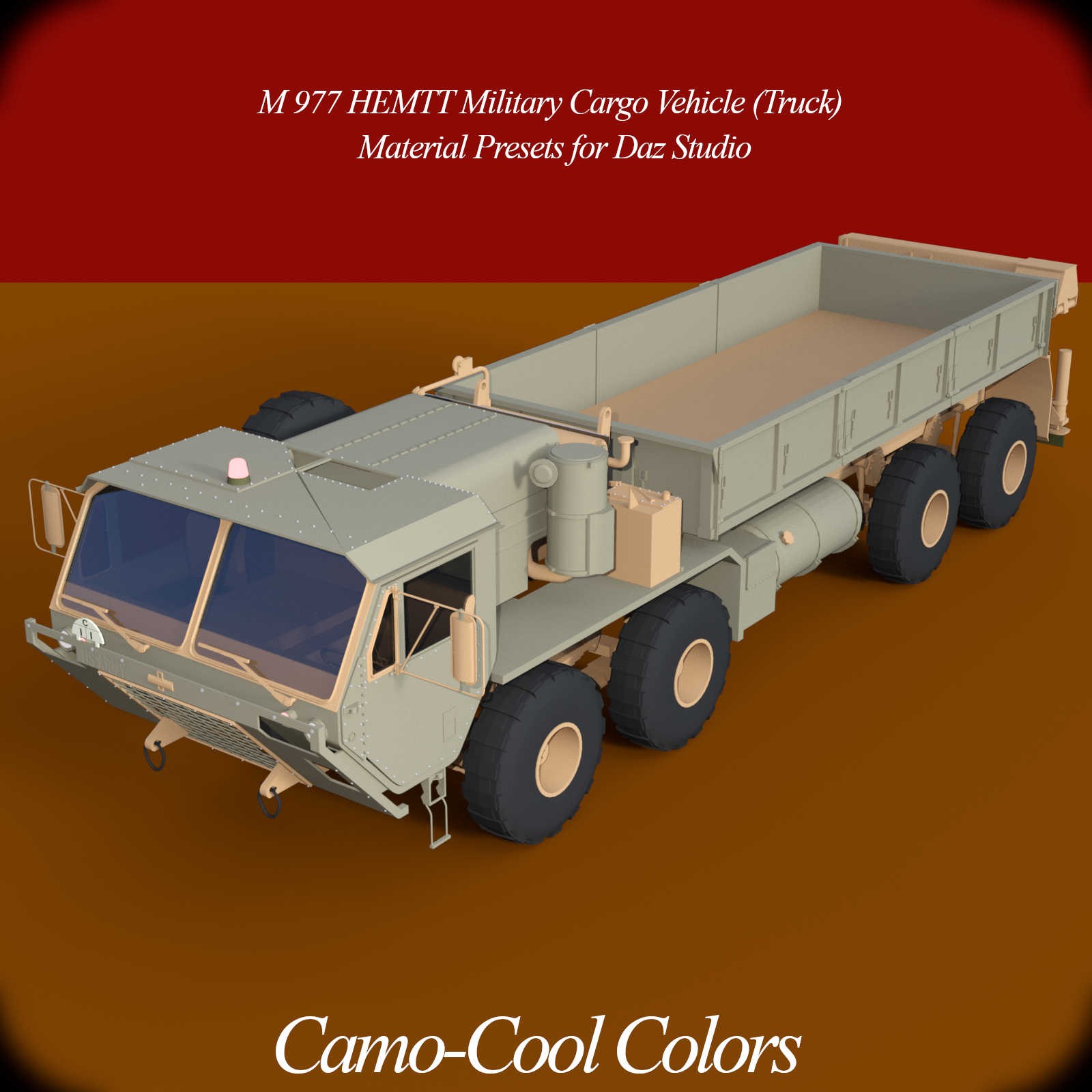 Camo-Cool Colors for M-977 HEMTT Military Cargo Vehicle (Truck) in Daz Studio by N/A