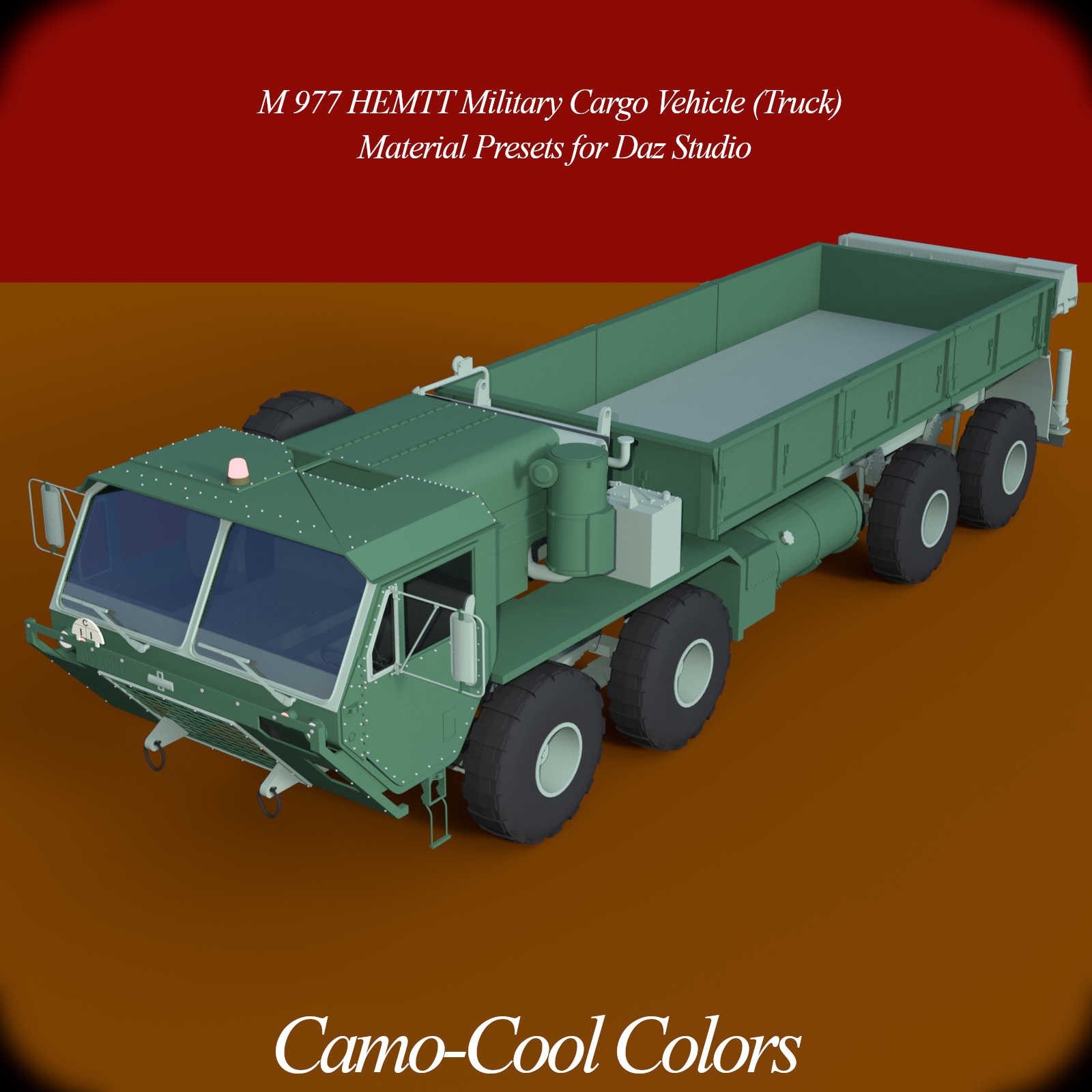 Camo-Cool Colors for M-977 HEMTT Military Cargo Vehicle (Truck) in Daz Studio by N/A