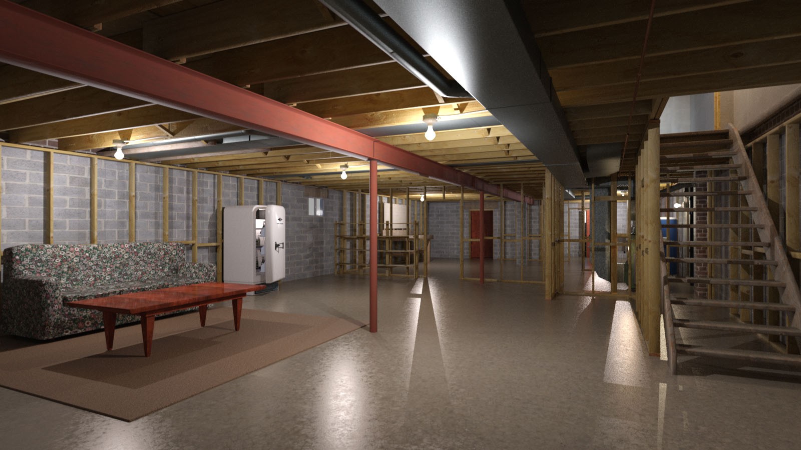 1stB Realistic Residential Basement by N/A