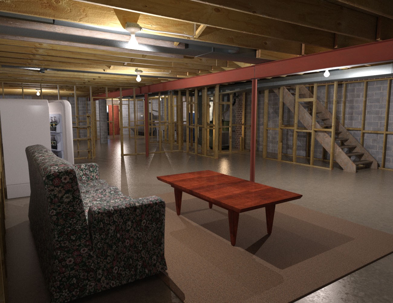 1stB Realistic Residential Basement by N/A