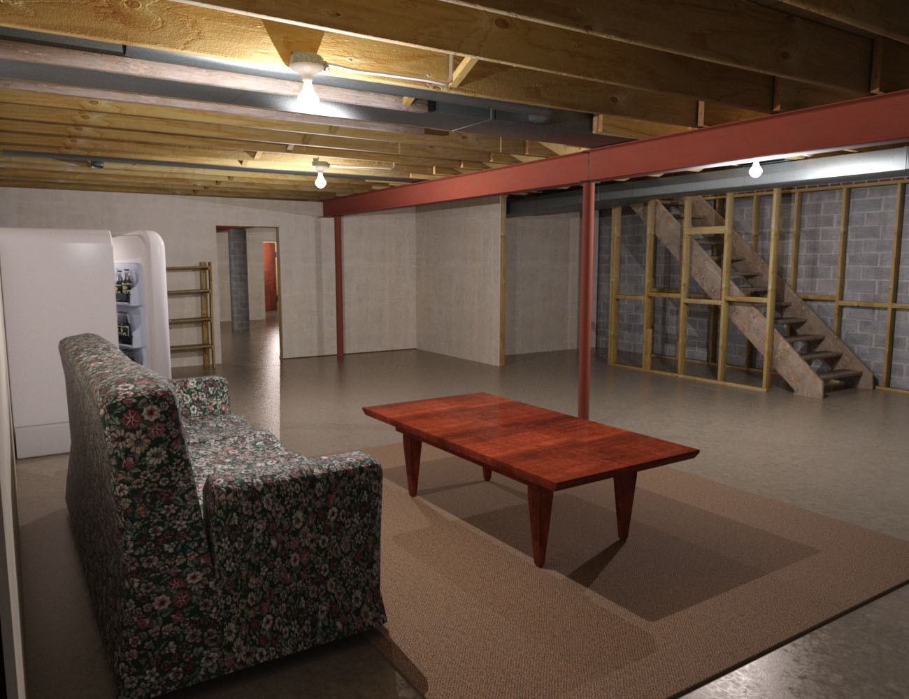 1stB Realistic Residential Basement by N/A