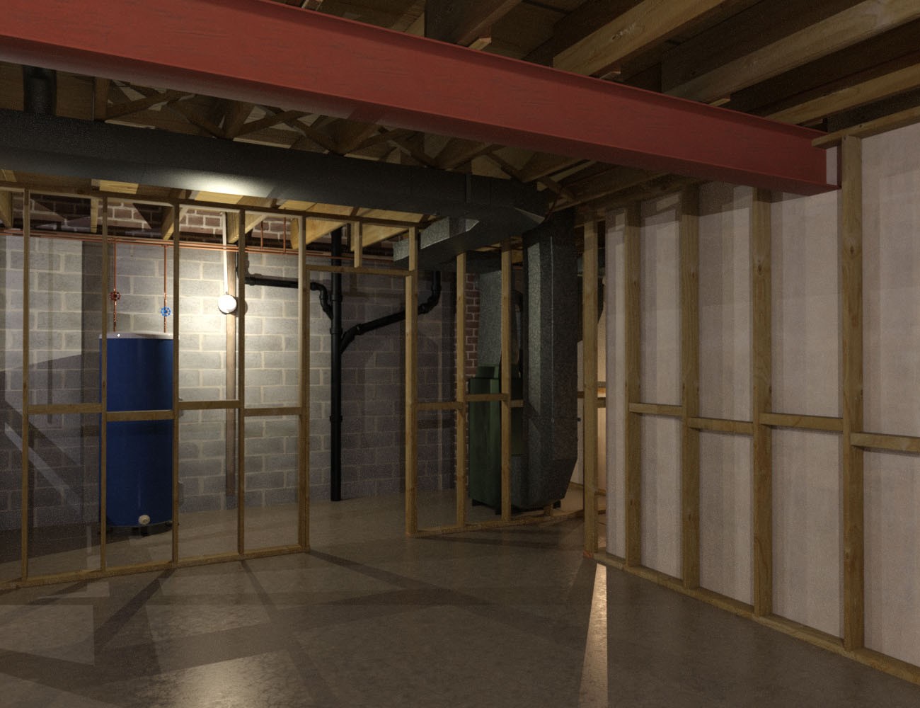 1stB Realistic Residential Basement by N/A