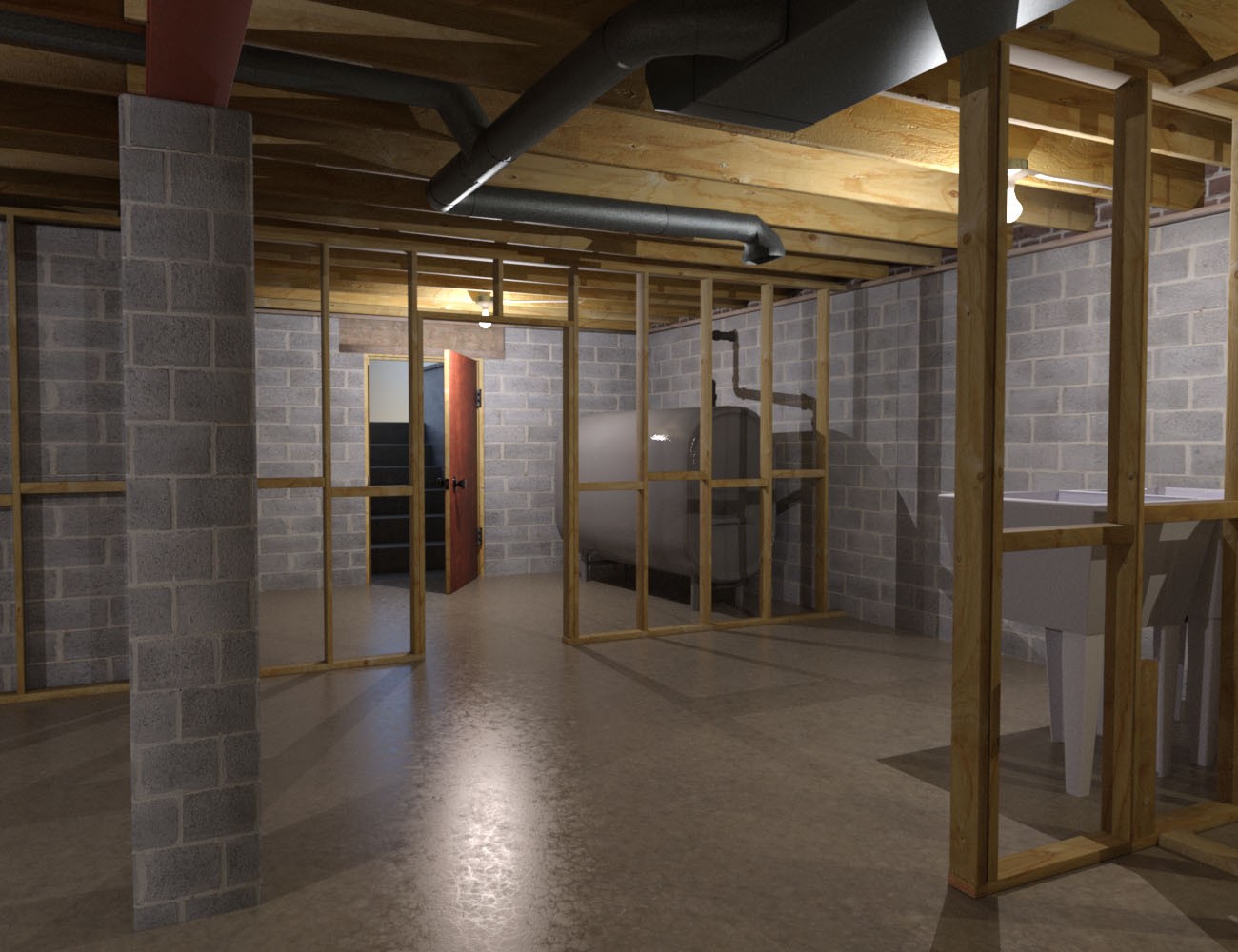 1stB Realistic Residential Basement by N/A