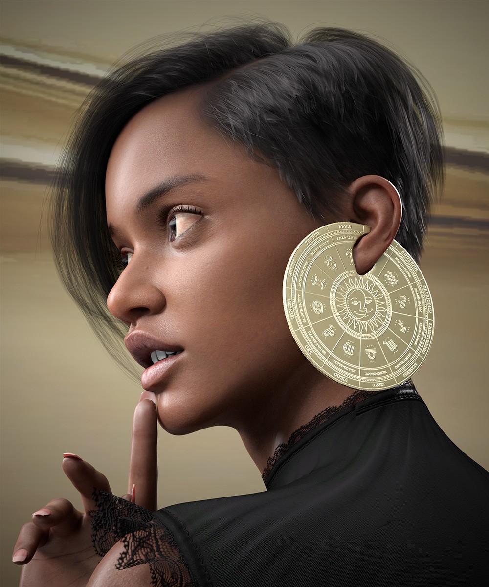 Oversized Geometrical Earrings for Genesis 9 by N/A
