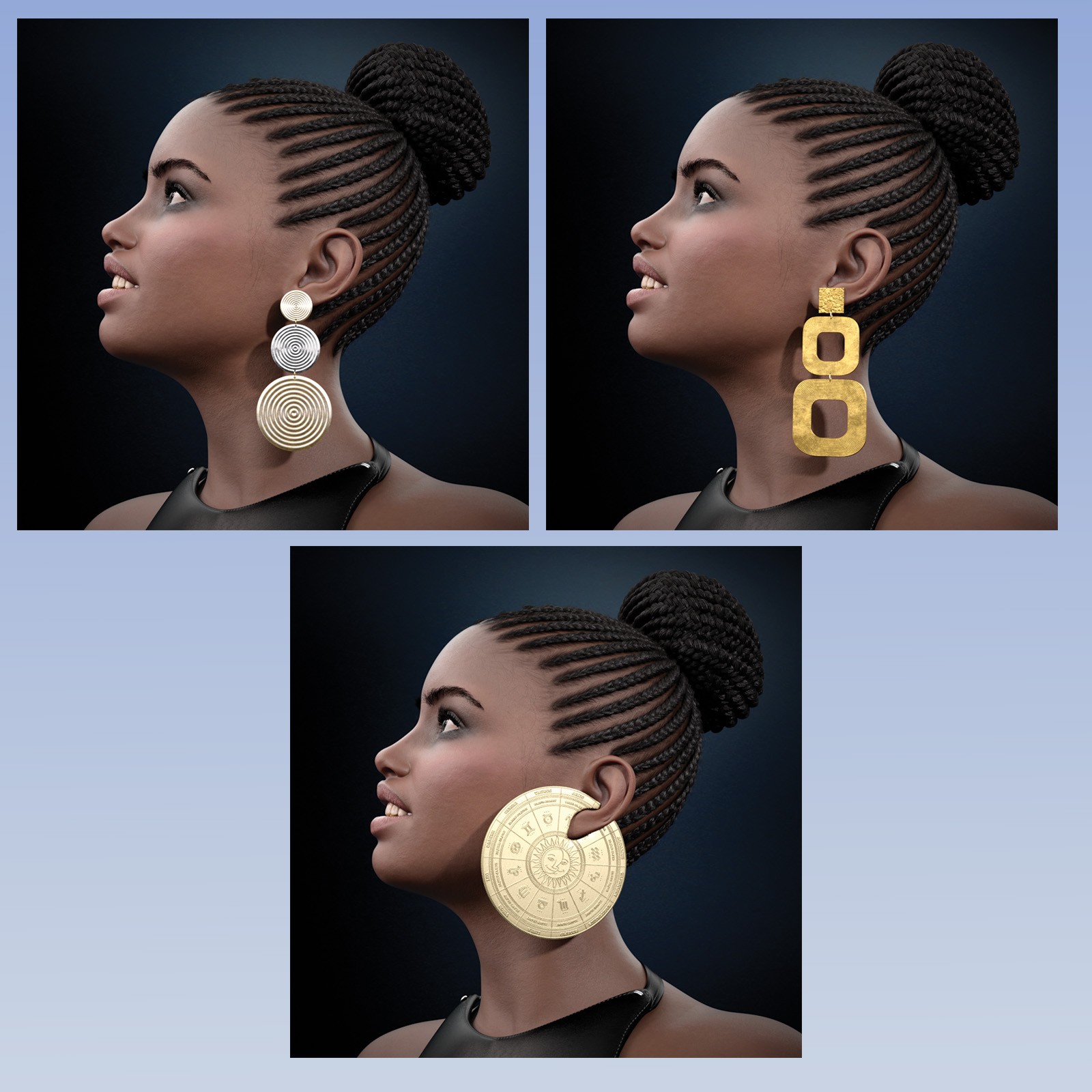 Oversized Geometrical Earrings for Genesis 9 by N/A