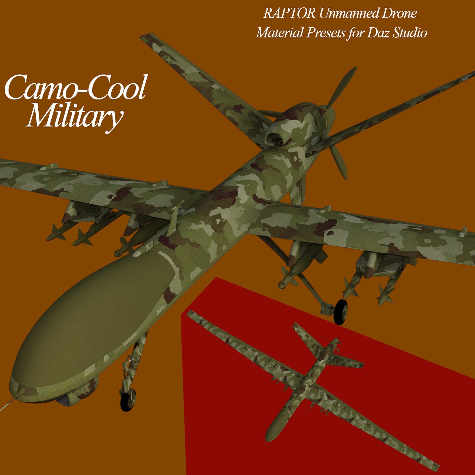 Camo-Cool MILITARY for Raptor Unmanned Drone in Daz Studio by N/A