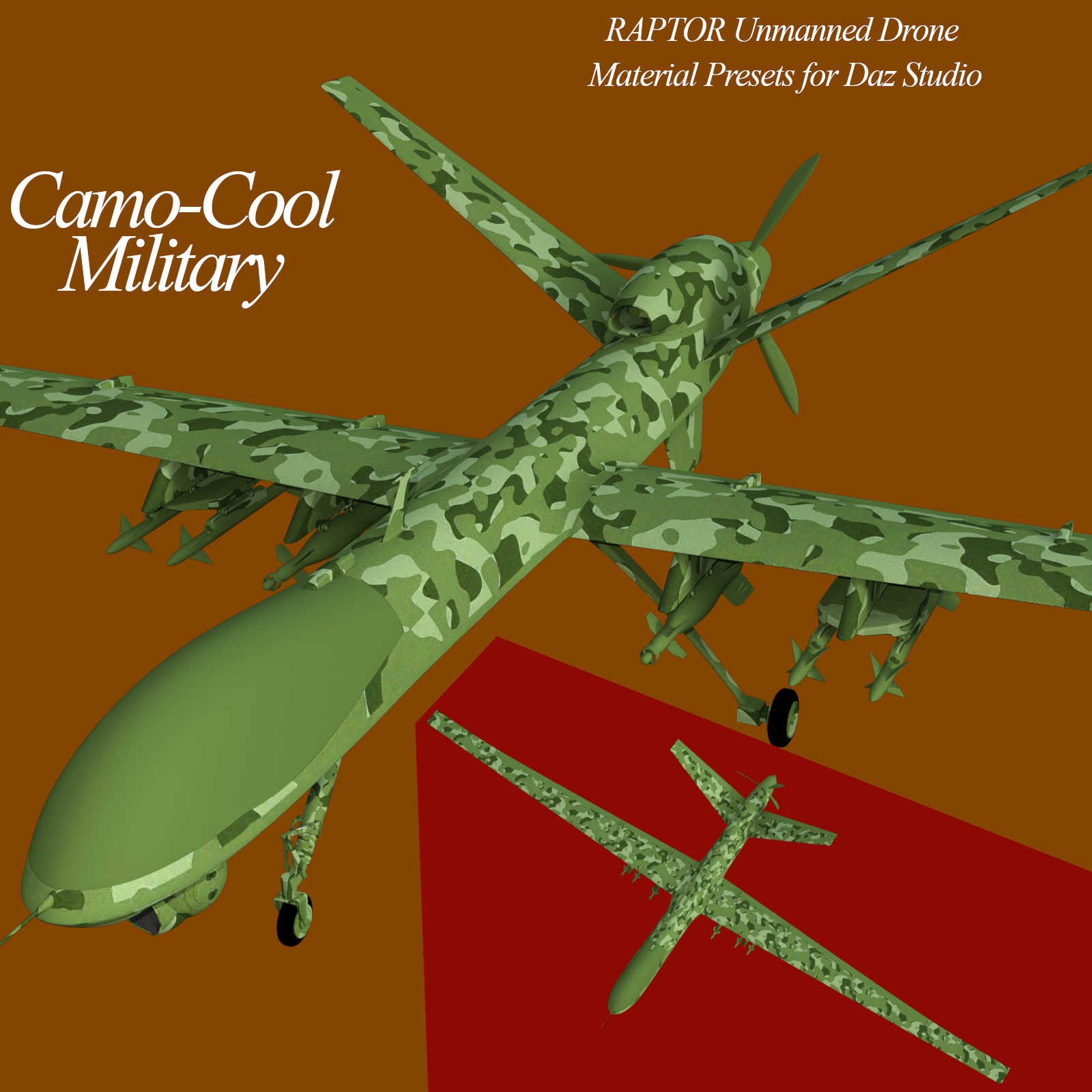 Camo-Cool MILITARY for Raptor Unmanned Drone in Daz Studio by N/A