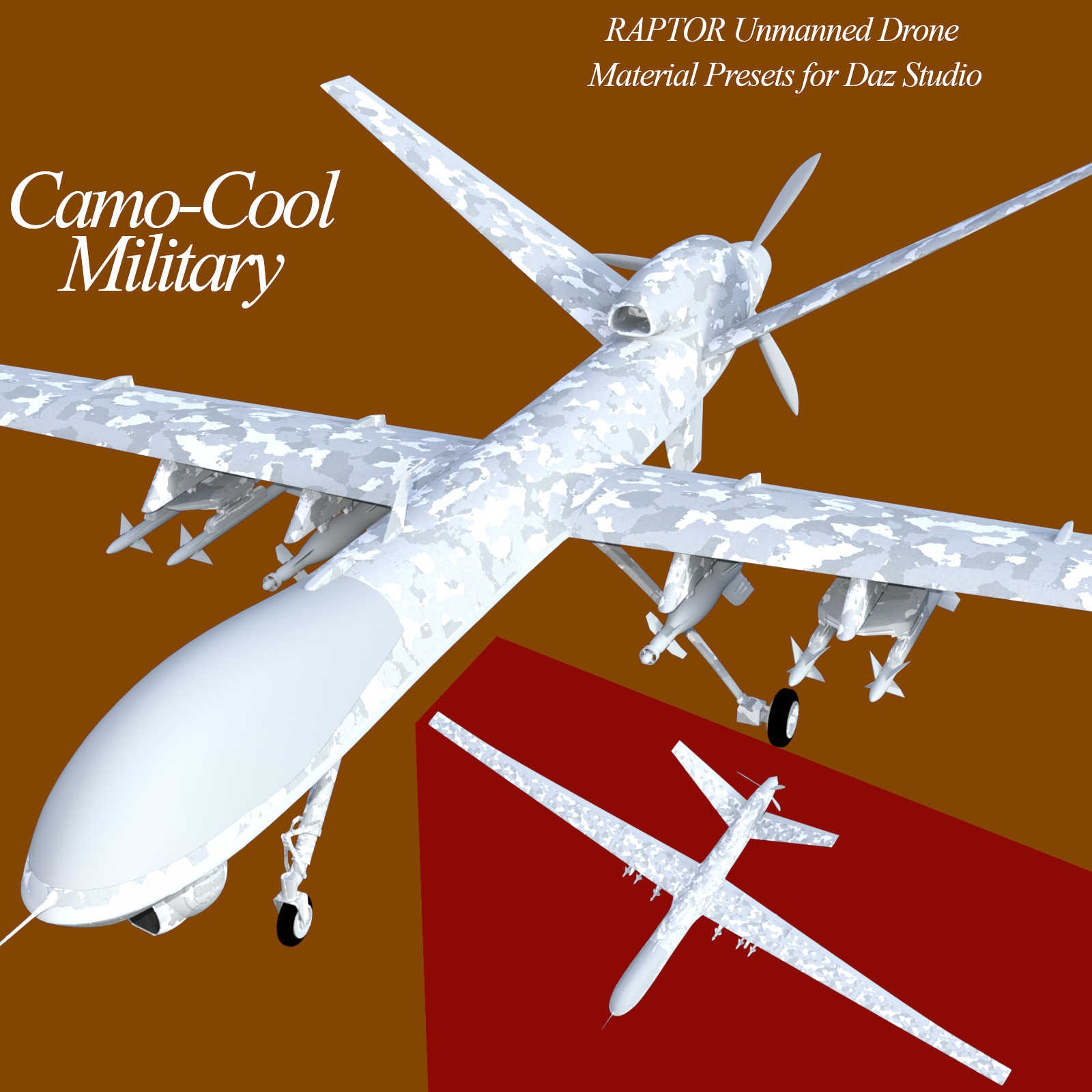 Camo-Cool MILITARY for Raptor Unmanned Drone in Daz Studio by N/A