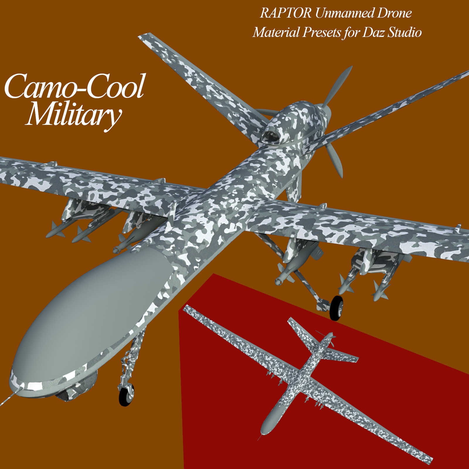 Camo-Cool MILITARY for Raptor Unmanned Drone in Daz Studio by N/A