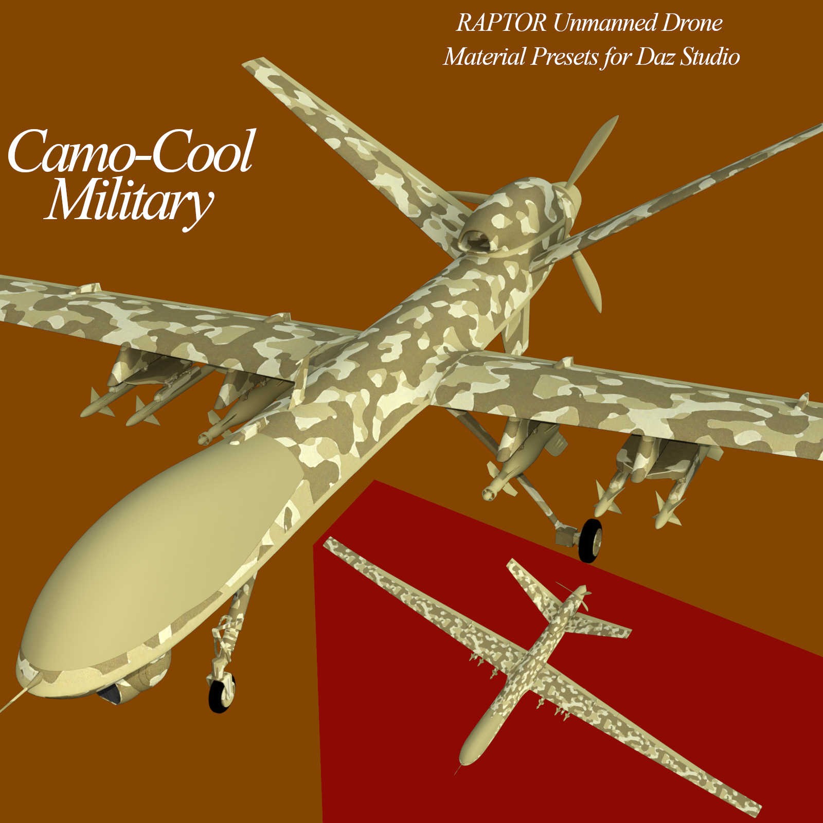 Camo-Cool MILITARY for Raptor Unmanned Drone in Daz Studio by N/A