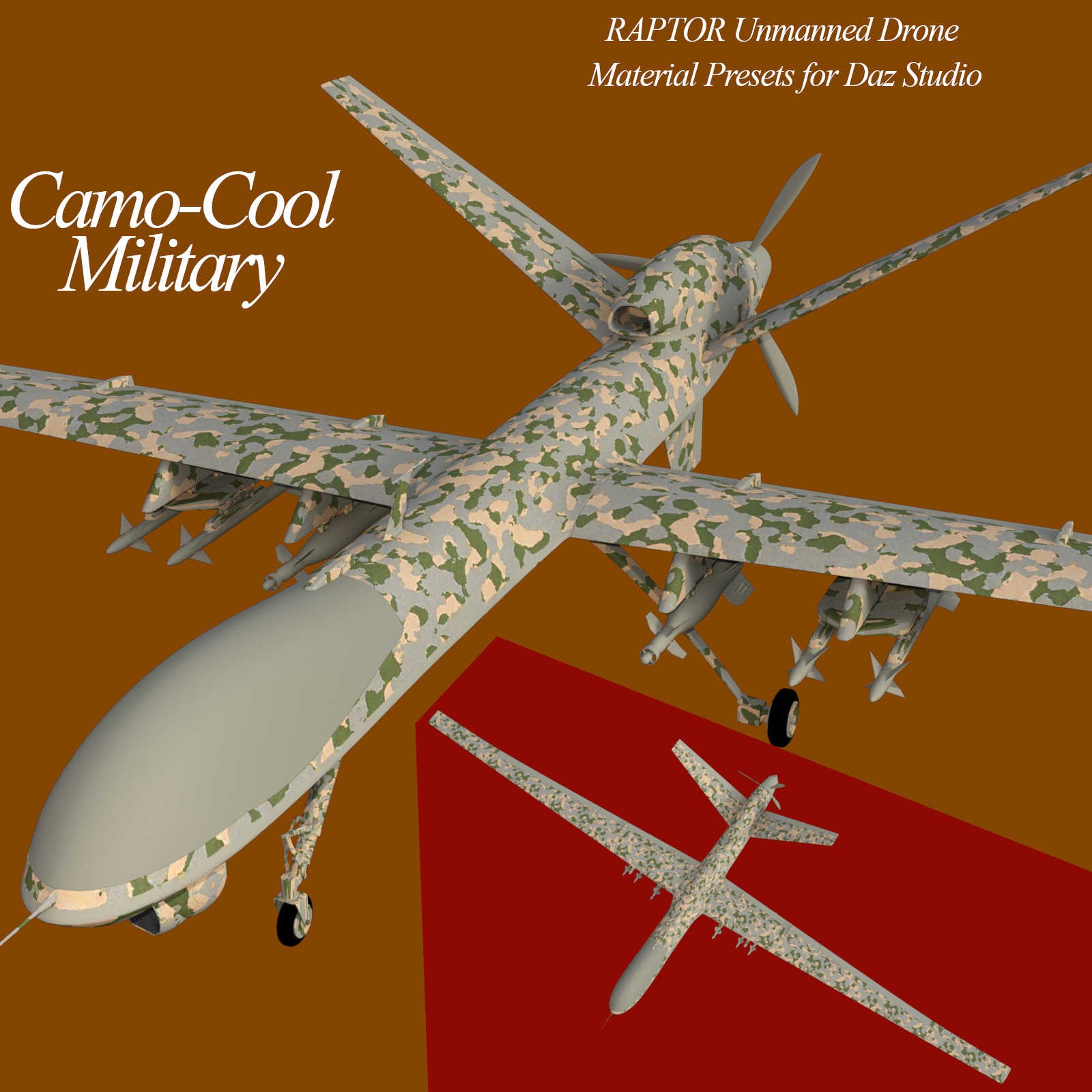 Camo-Cool MILITARY for Raptor Unmanned Drone in Daz Studio by N/A
