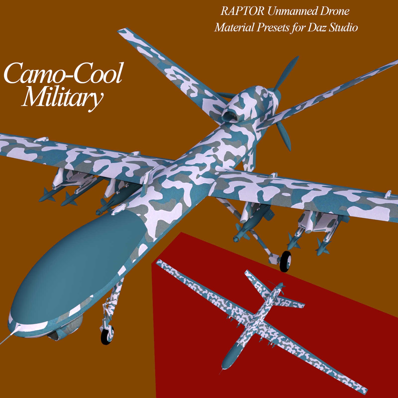 Camo-Cool MILITARY for Raptor Unmanned Drone in Daz Studio by N/A