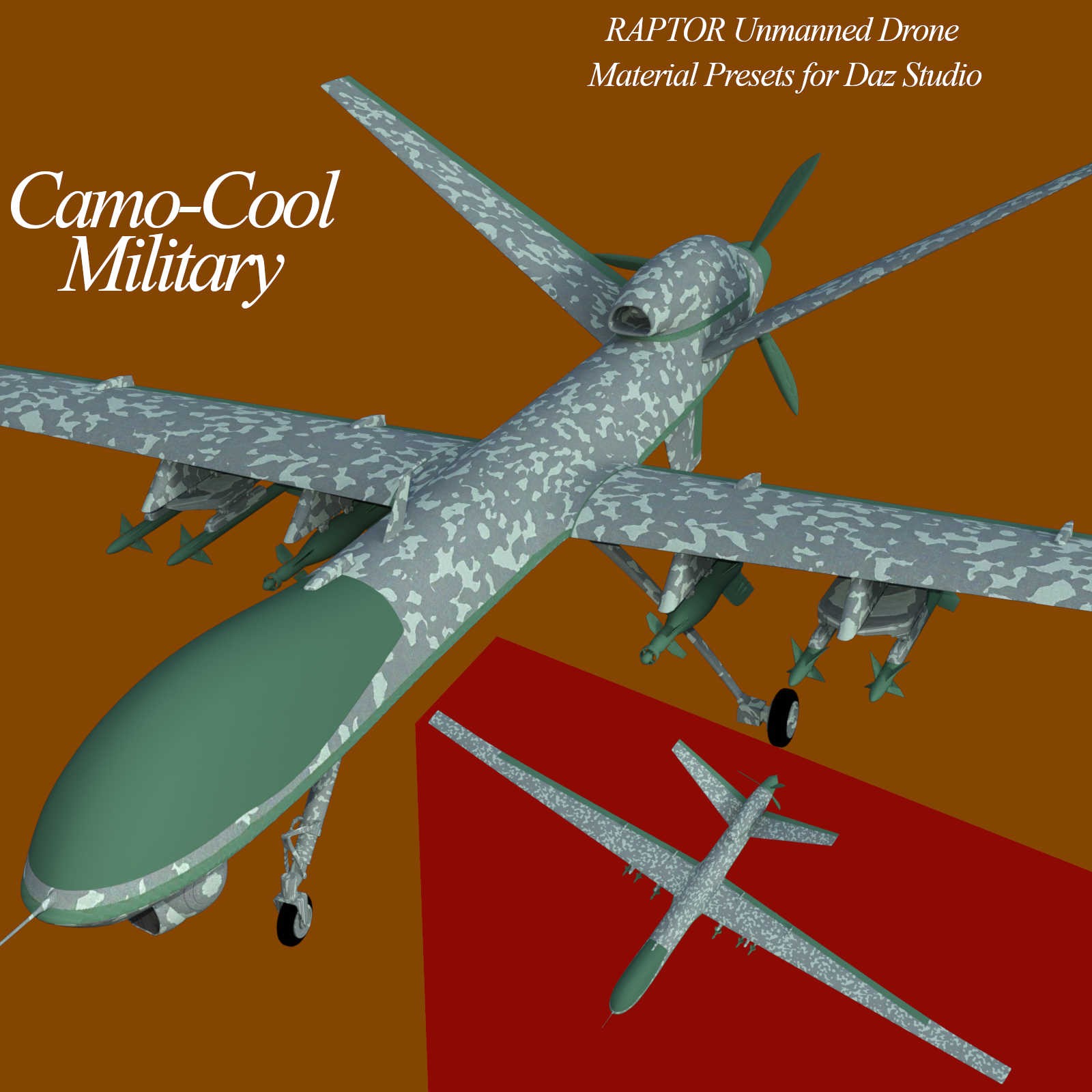 Camo-Cool MILITARY for Raptor Unmanned Drone in Daz Studio by N/A