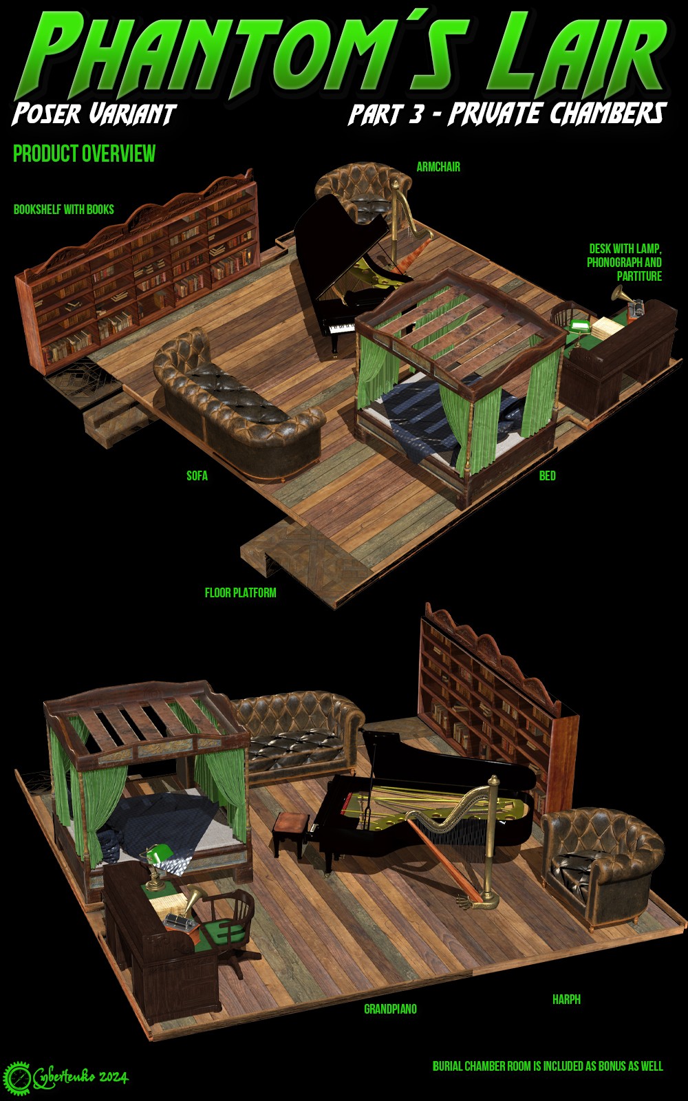 Phantoms Lair Part 3 - Private Chambers for Poser by N/A