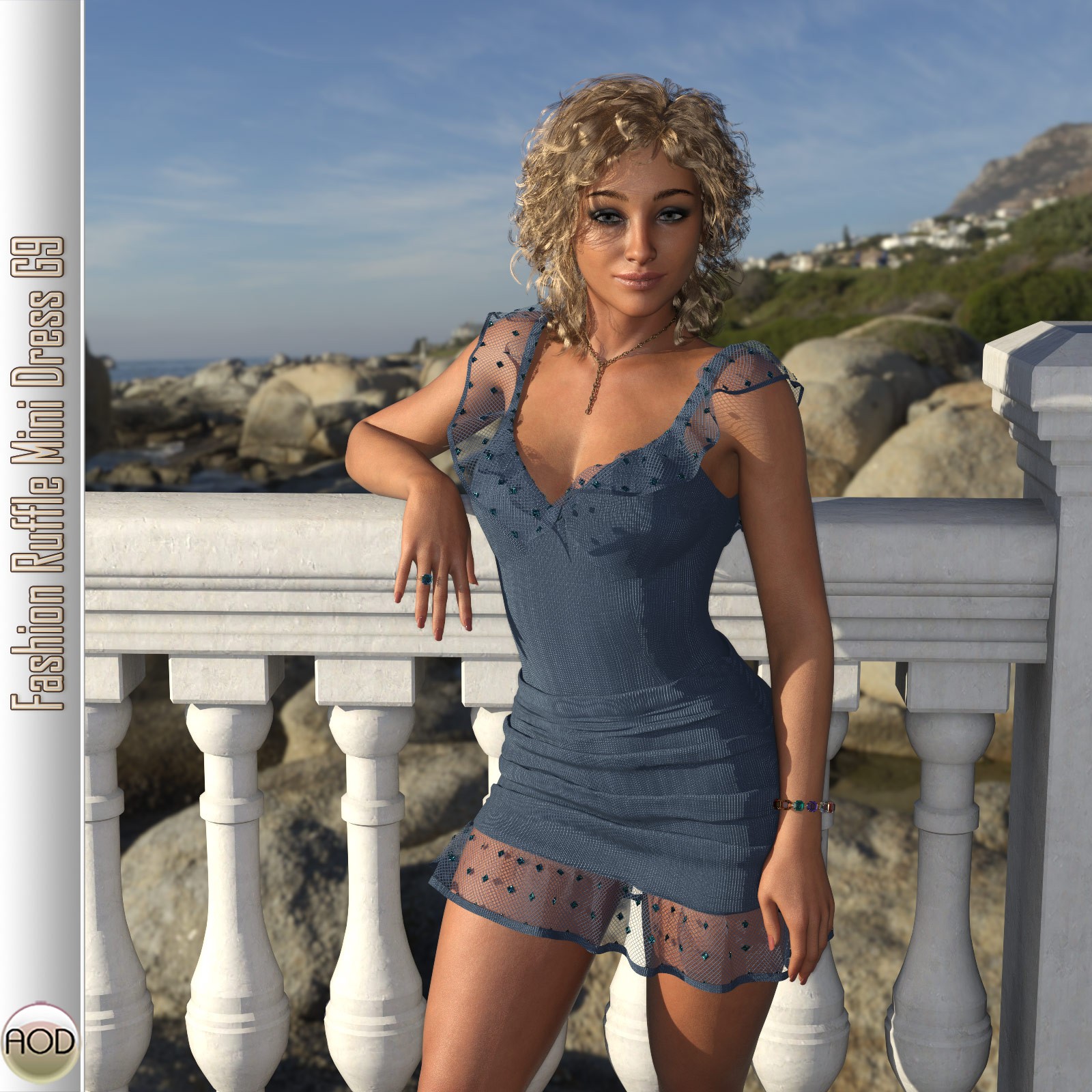 Fashion Ruffle Mini Dress G9 by N/A