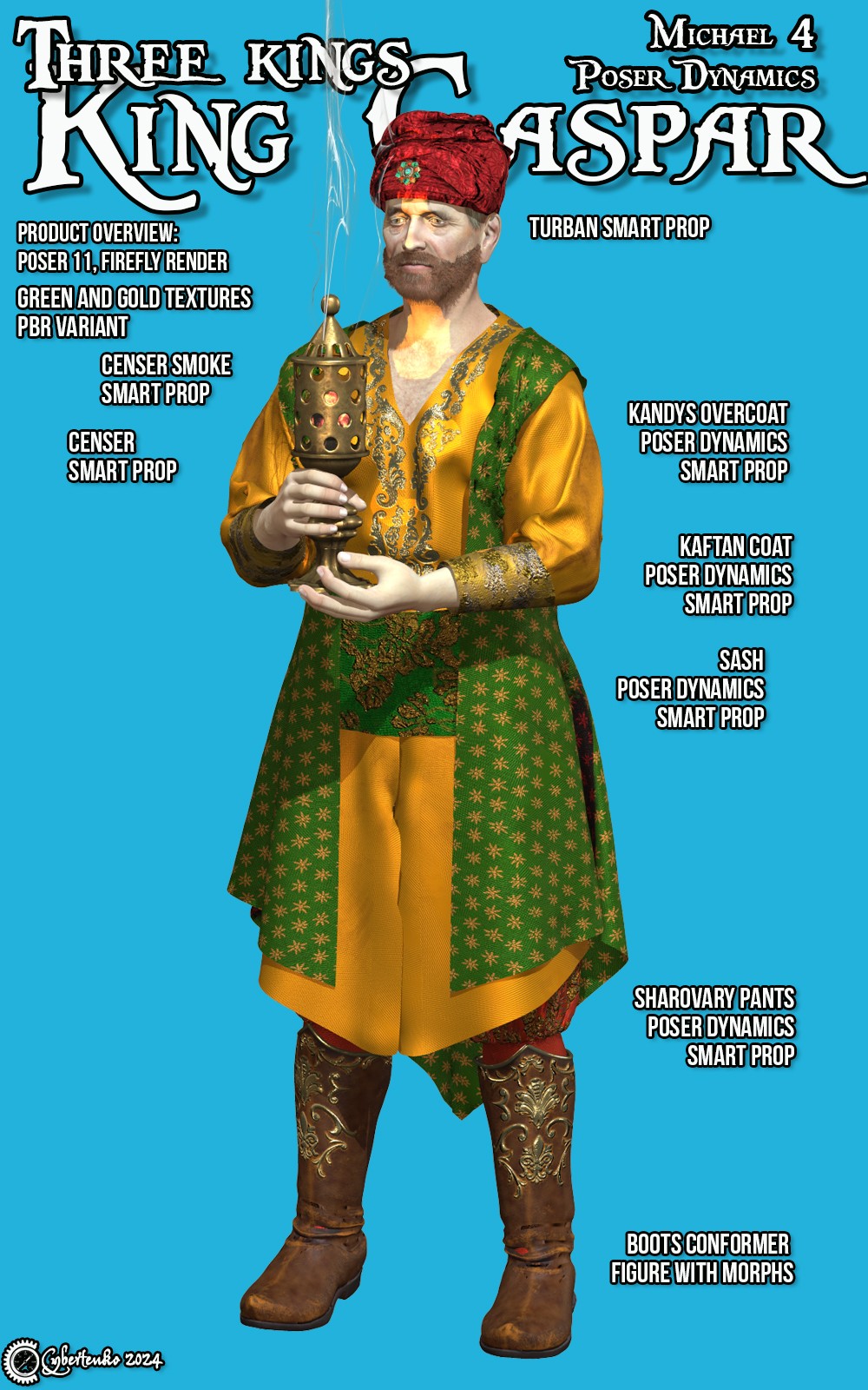 Three Kings - King Caspar for Poser and M4 by N/A