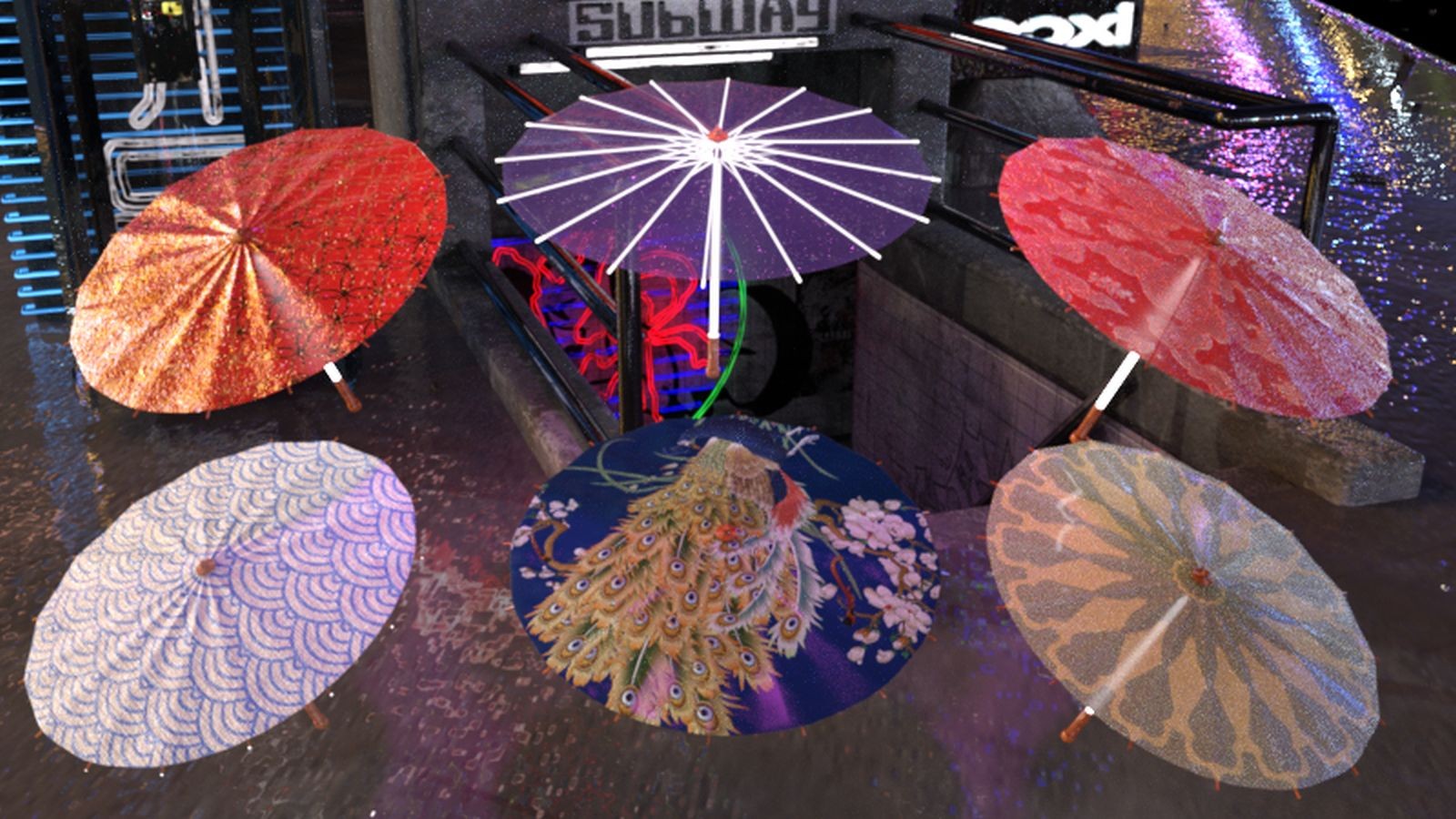 Asian Style Umbrellas for Daz Studio by N/A