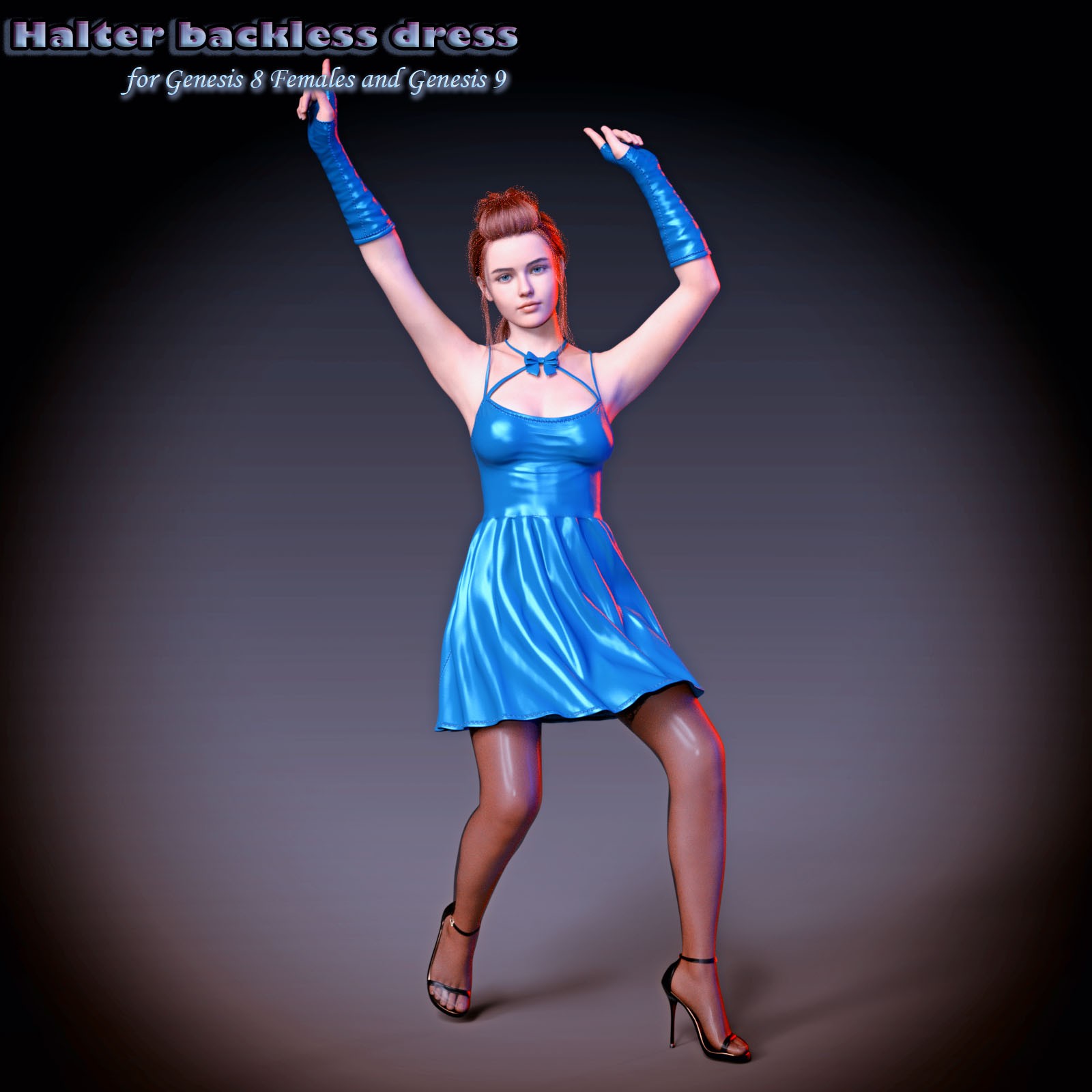 dForce Halter backless dress for Genesis 8 Females and Genesis 9 by N/A