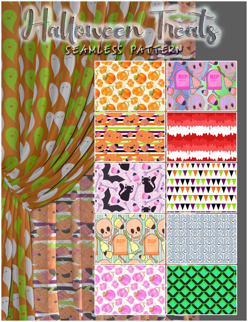 ALXN 2D Halloween Treats Seamless patterns by N/A