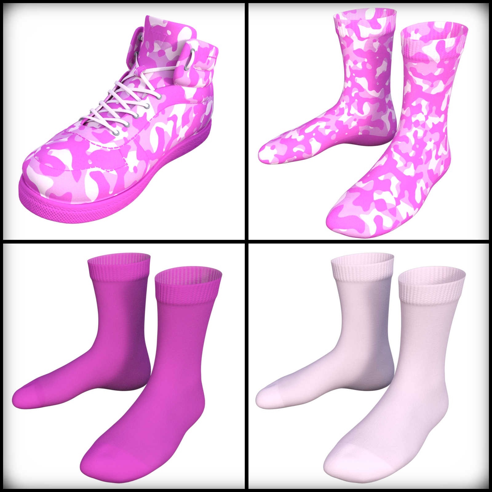 Camo-Cool Colors for Classic Sneakers with Socks for G8M/G8F and G9 Daz Studio by N/A