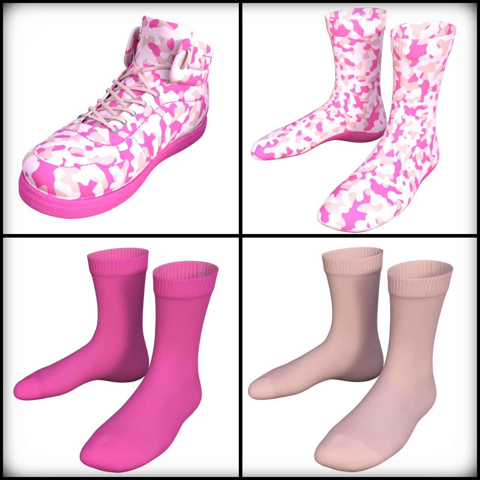 Camo-Cool Colors for Classic Sneakers with Socks for G8M/G8F and G9 Daz Studio by N/A