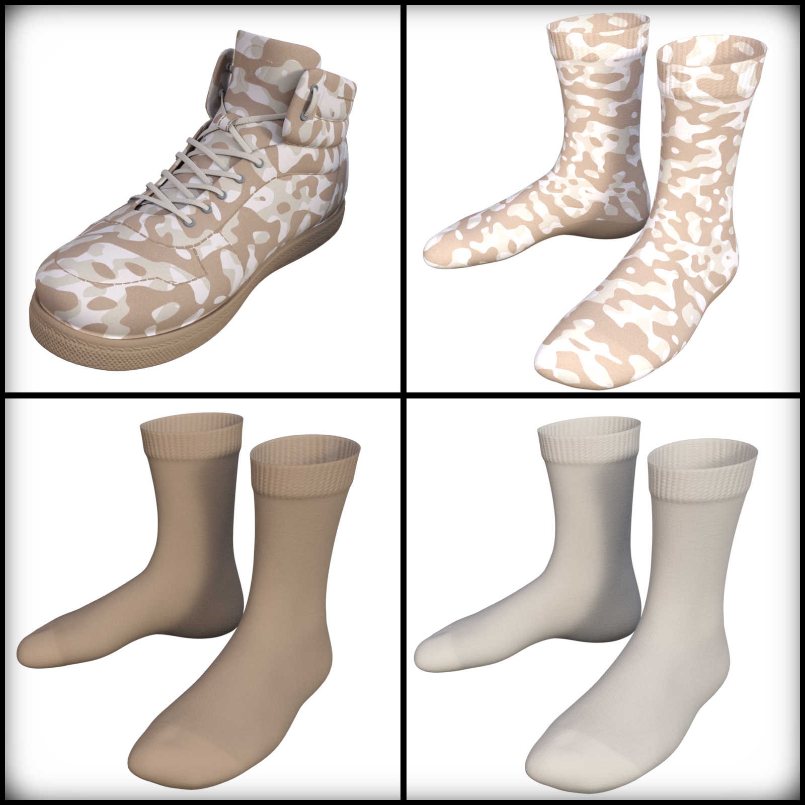 Camo-Cool Colors for Classic Sneakers with Socks for G8M/G8F and G9 Daz Studio by N/A