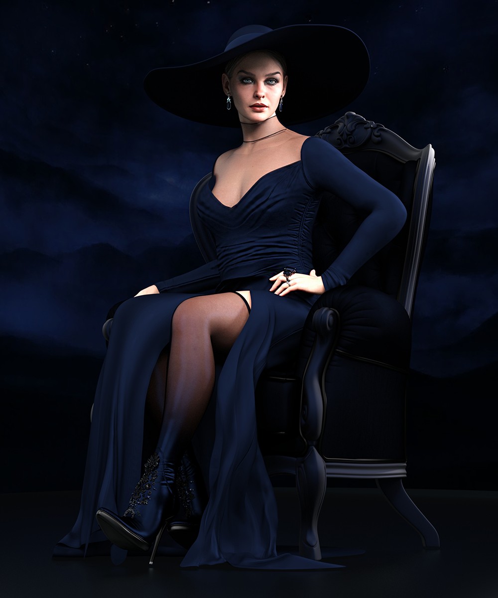 Elegant Gothic Outfit for Genesis 9 Feminine by N/A