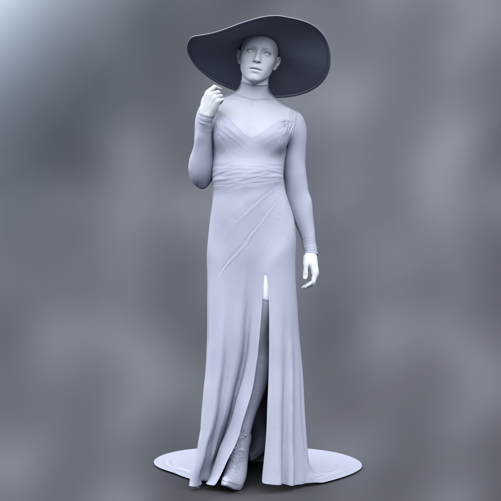Elegant Gothic Outfit for Genesis 9 Feminine by N/A