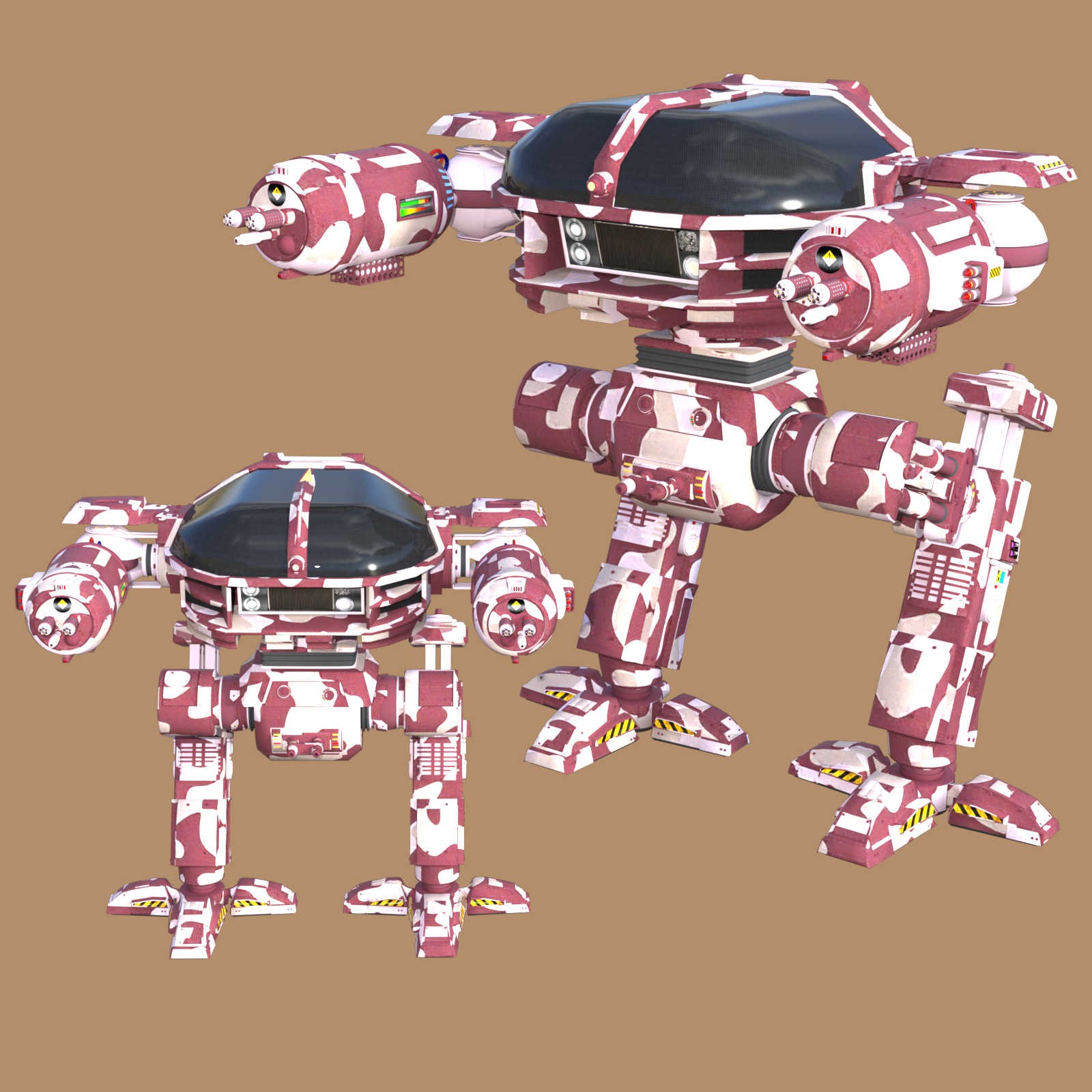 CAMO-COOL MILITARY-3 Styles for Defence Mech 58 in Poser and Daz Studio by N/A