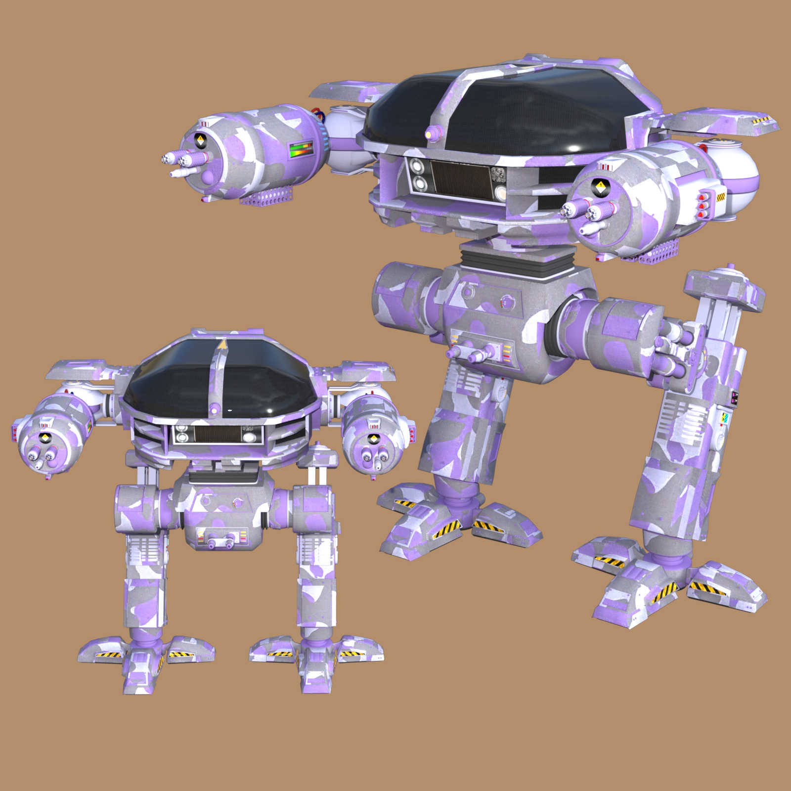 CAMO-COOL MILITARY-3 Styles for Defence Mech 58 in Poser and Daz Studio by N/A