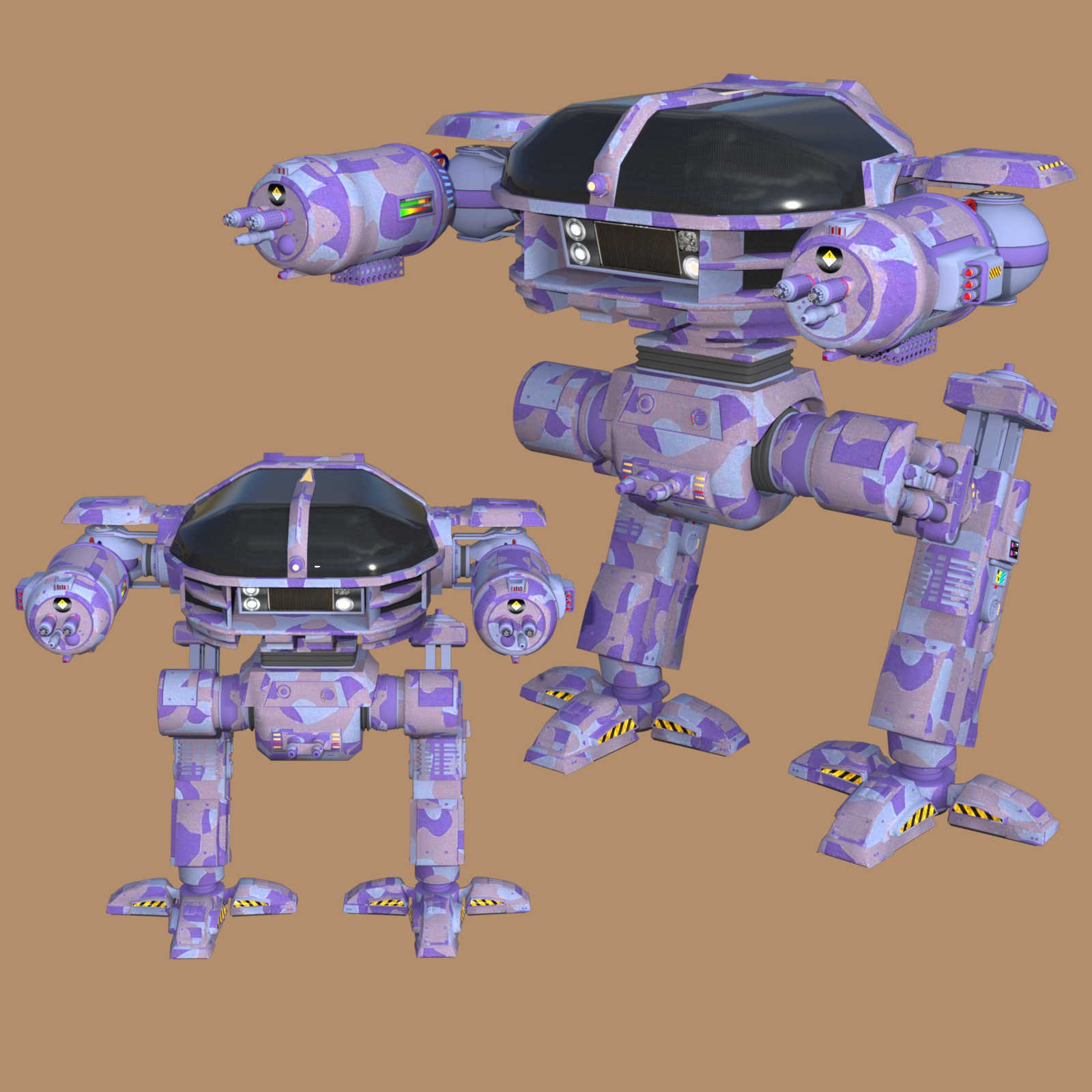 CAMO-COOL MILITARY-3 Styles for Defence Mech 58 in Poser and Daz Studio by N/A